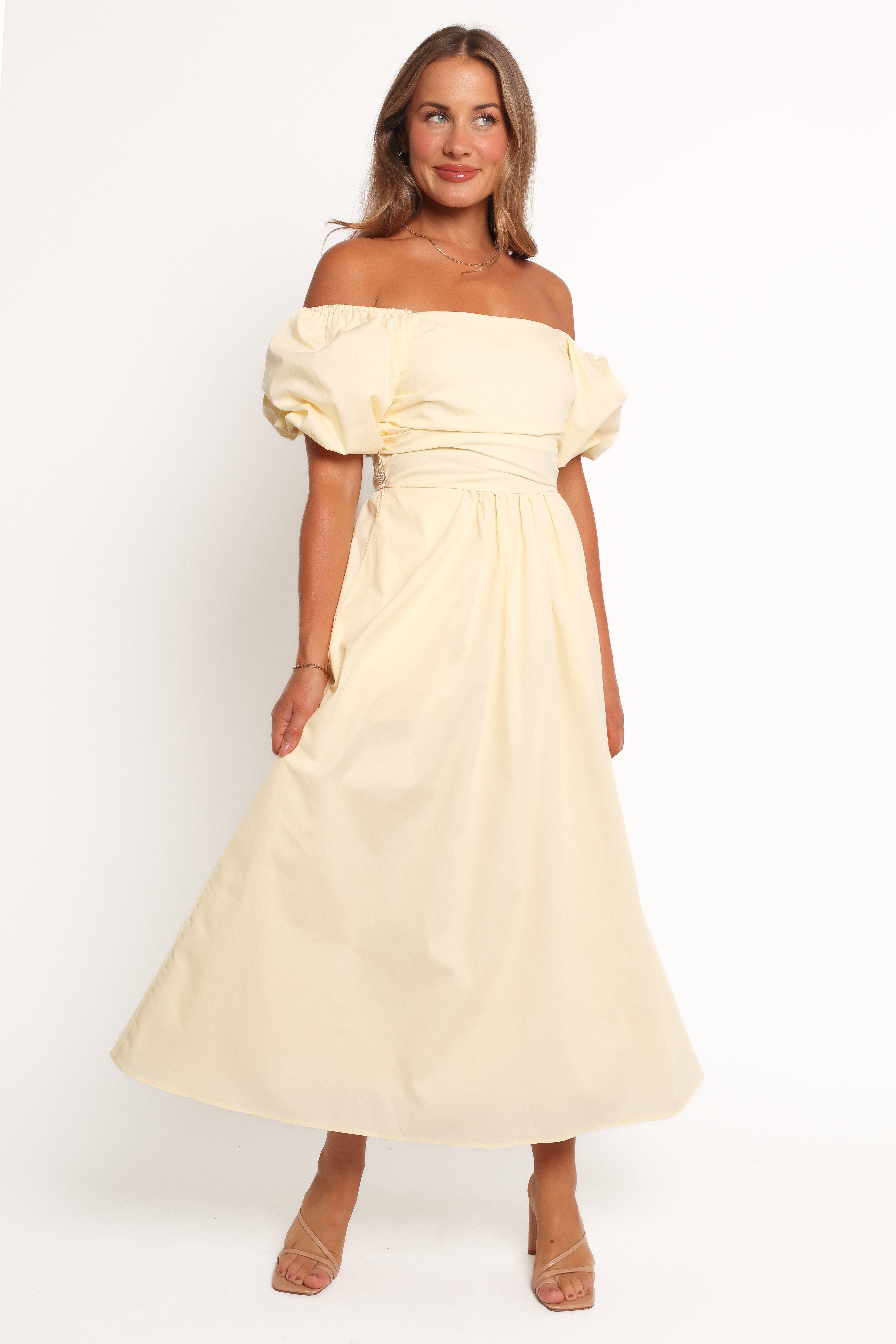 Clo Puff Sleeve Midi Dress - Yellow