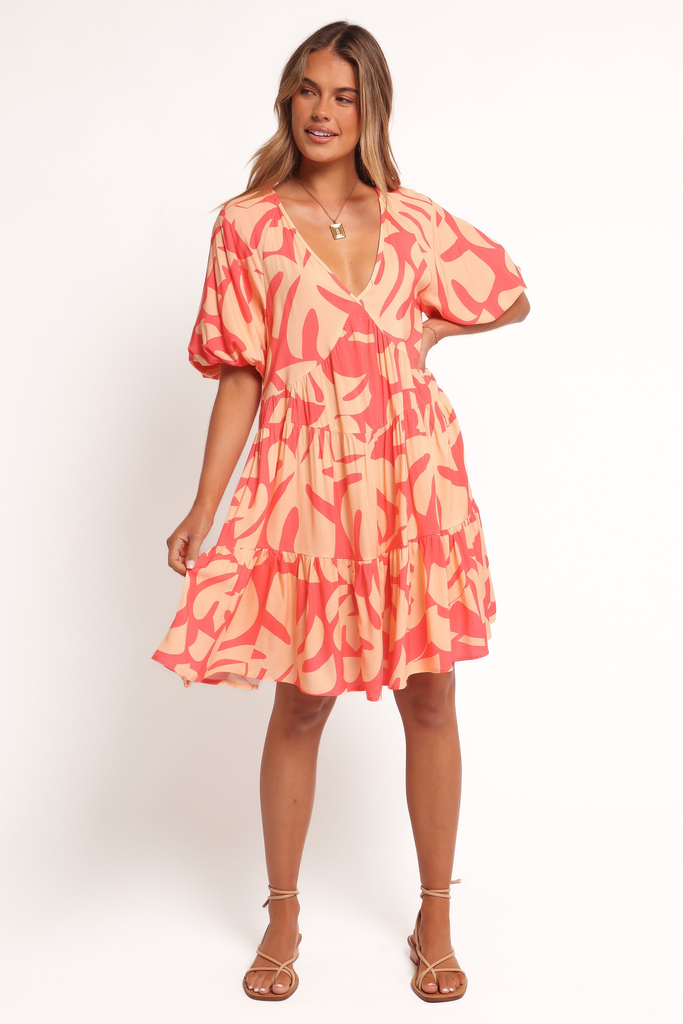 Corinna Mini Dress - Coral Print
