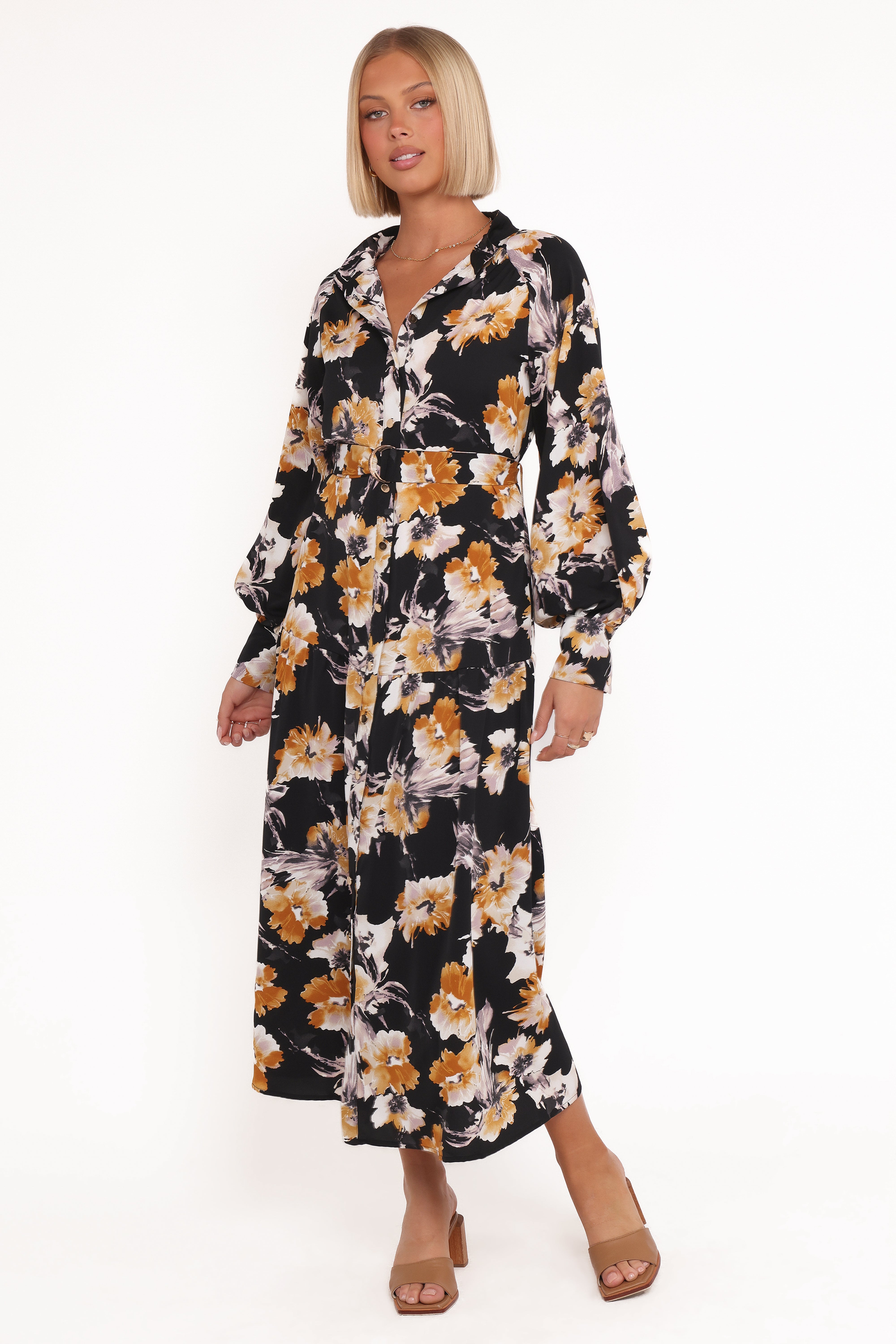 Cristal Long Sleeve Maxi Dress - Black Floral