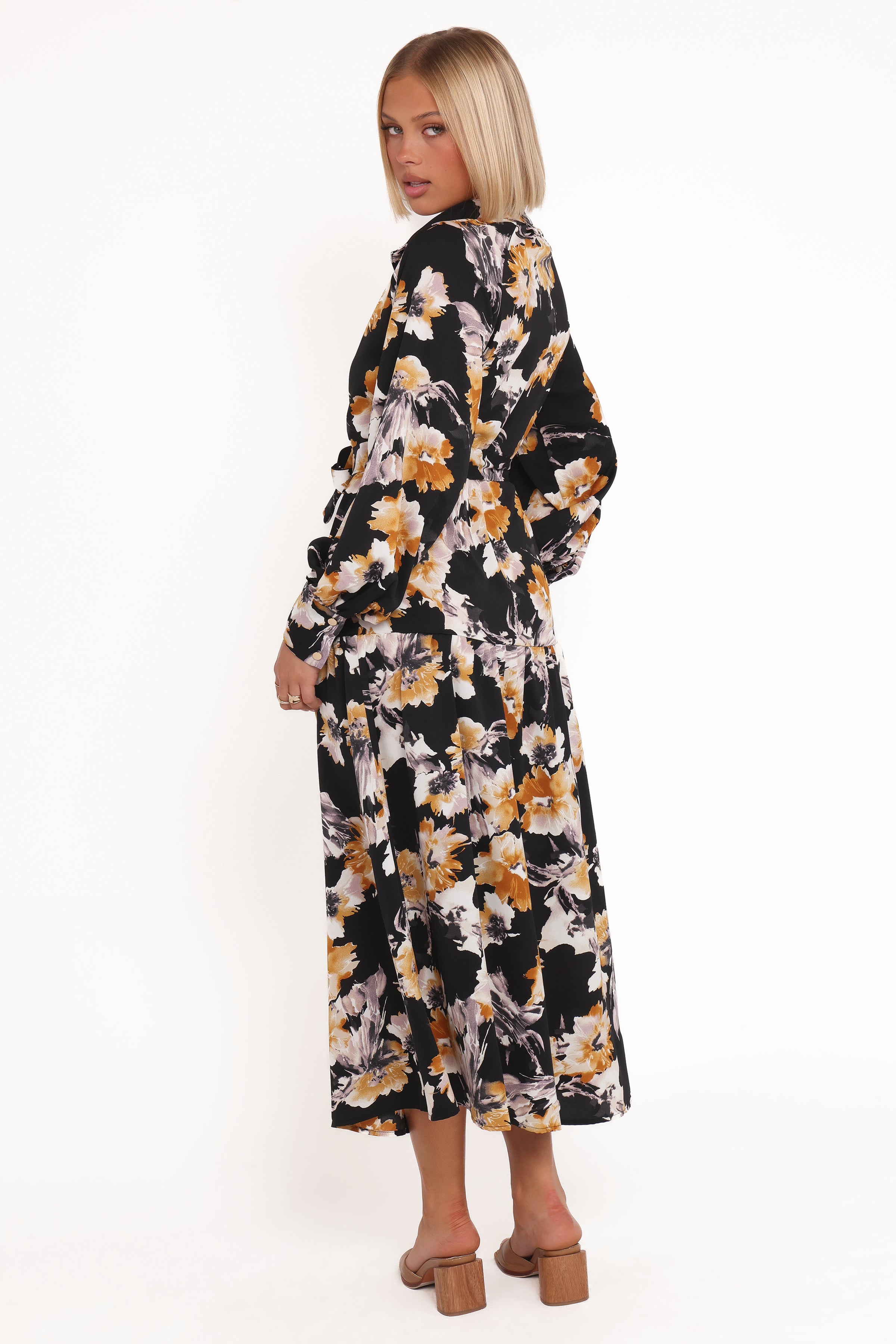 Cristal Long Sleeve Maxi Dress - Black Floral