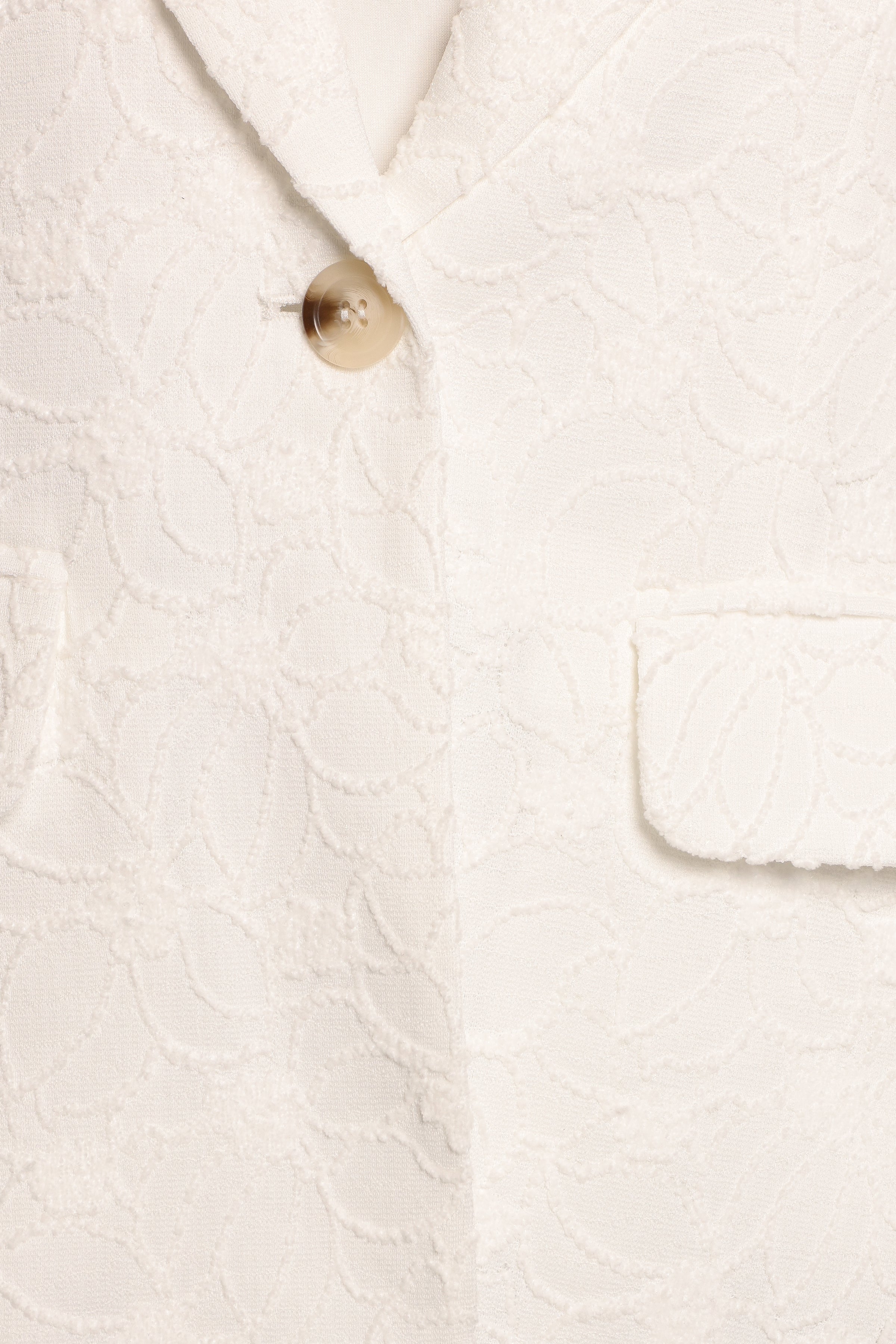 Darian Lace Knit Single Button Blazer - Off White