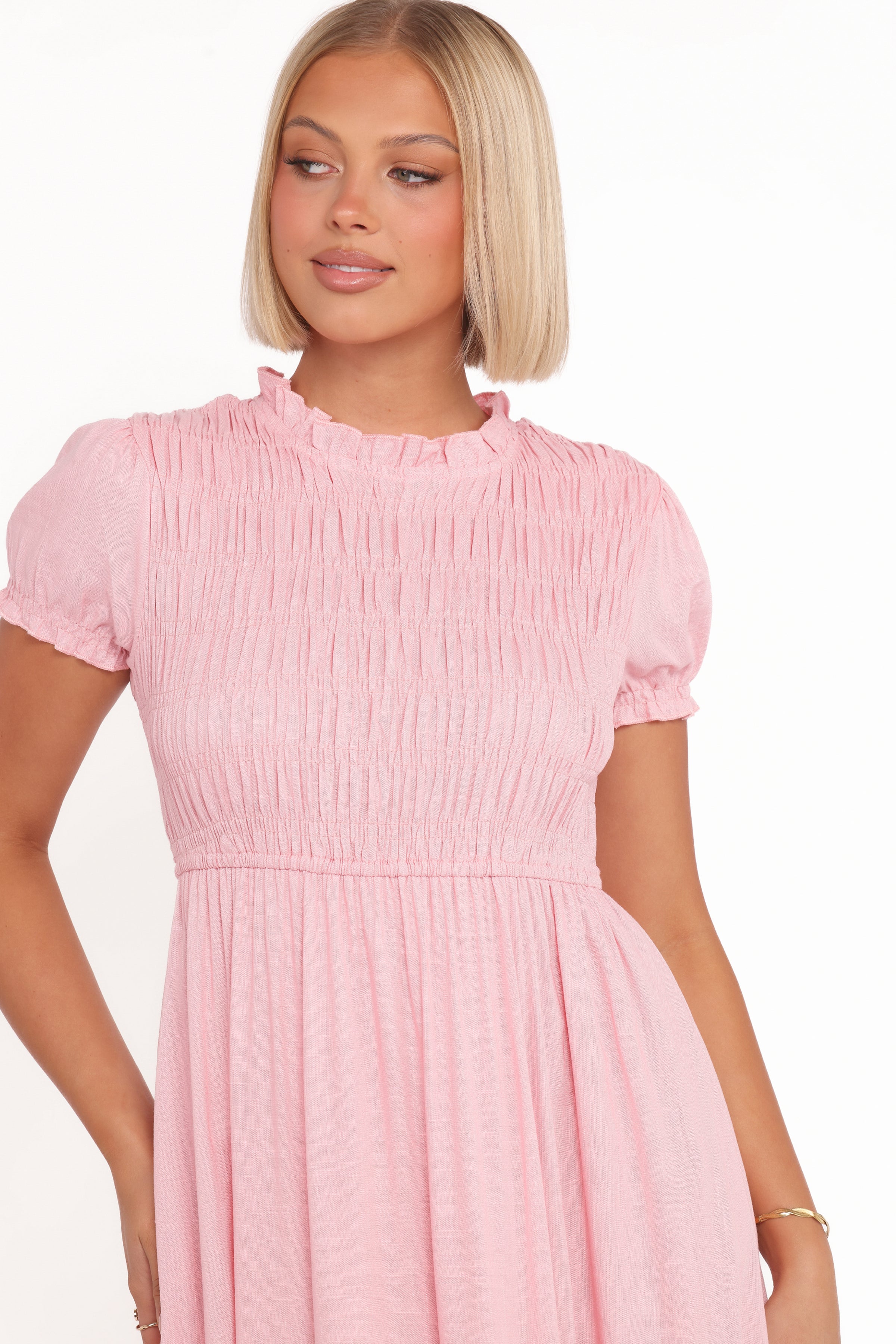 Darla Puff Sleeve Dress - Pink