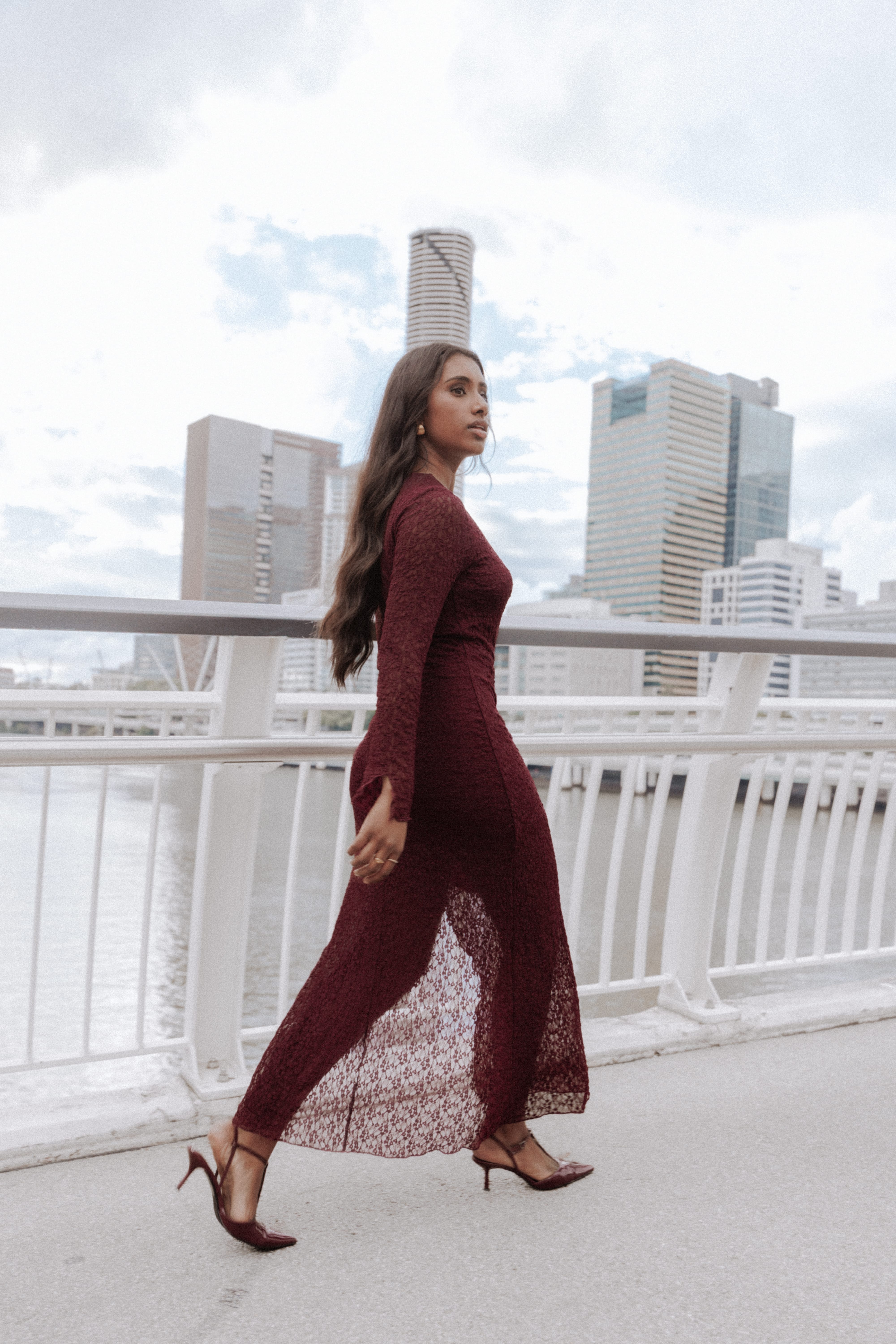 Darlita Lace Maxi Dress - Burgundy