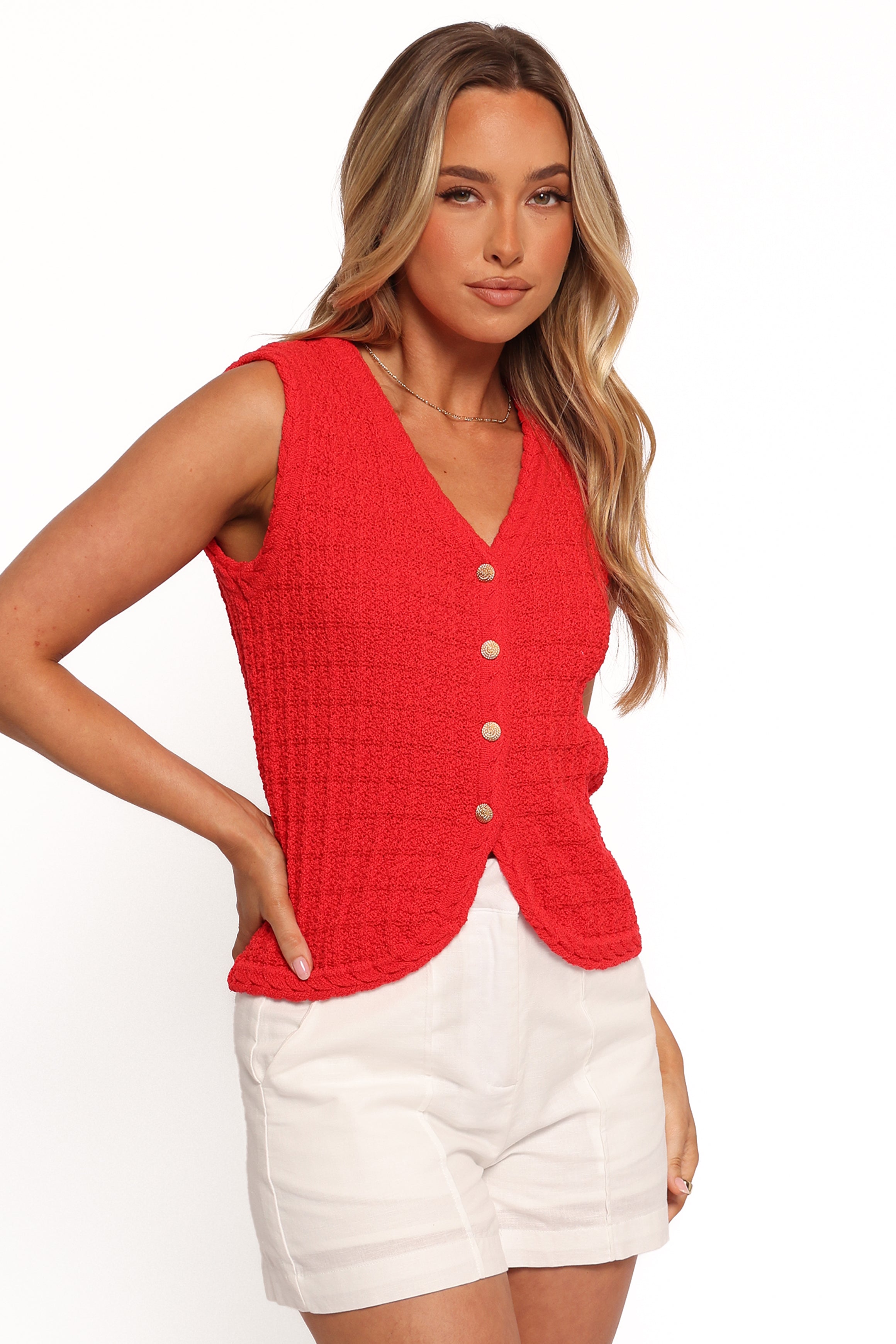 Davis Knit Vest - Red