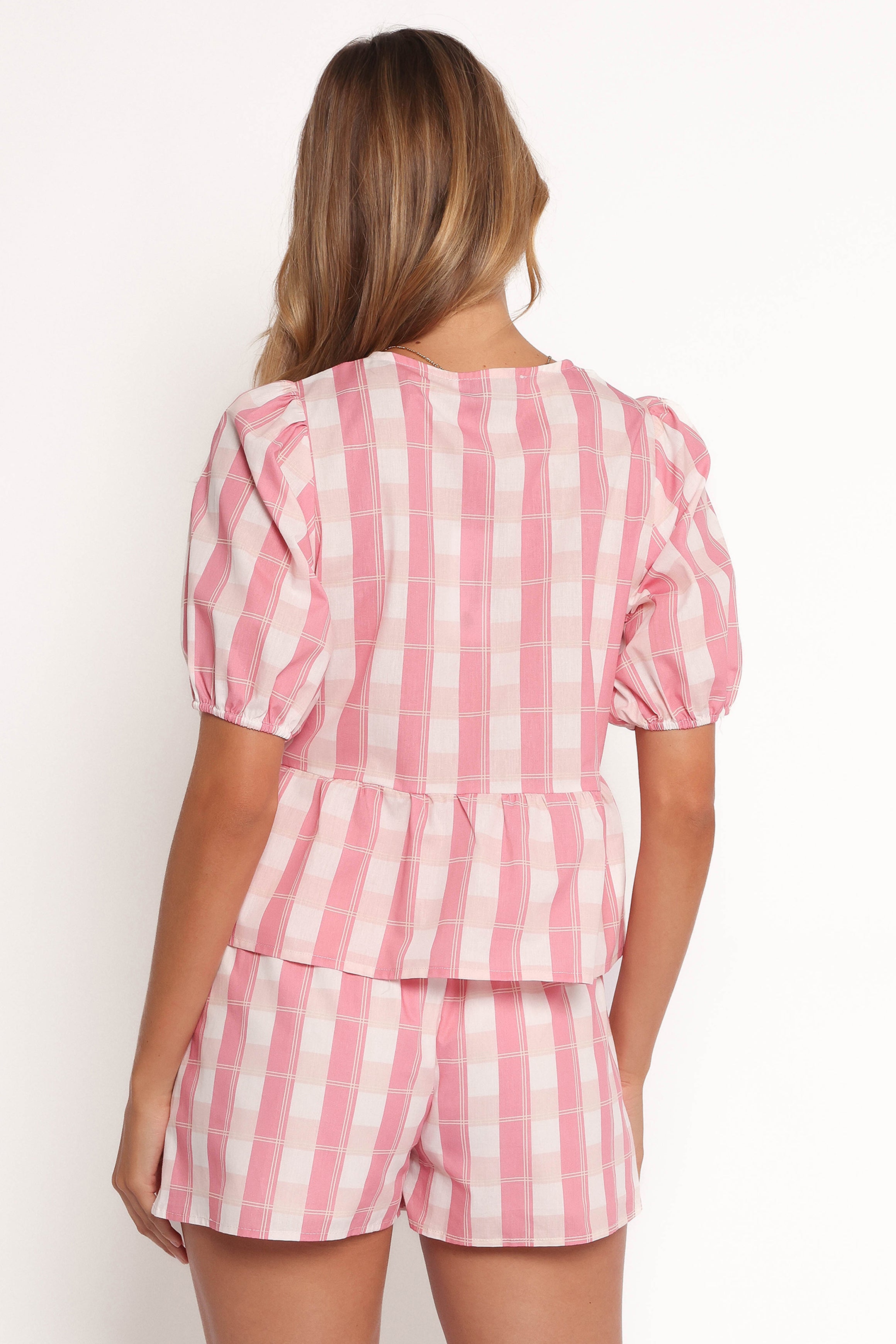 Deborah Short Set - Pink Gingham