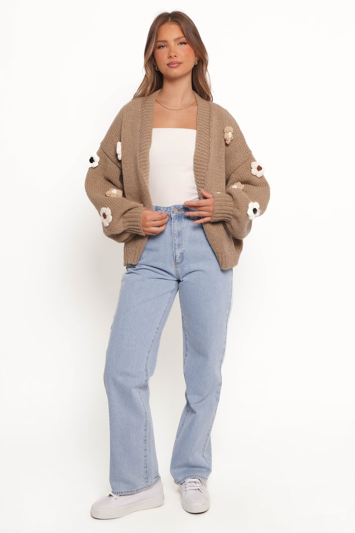 Collective Dress - Delaro Flower Cardigan - Brown image 6