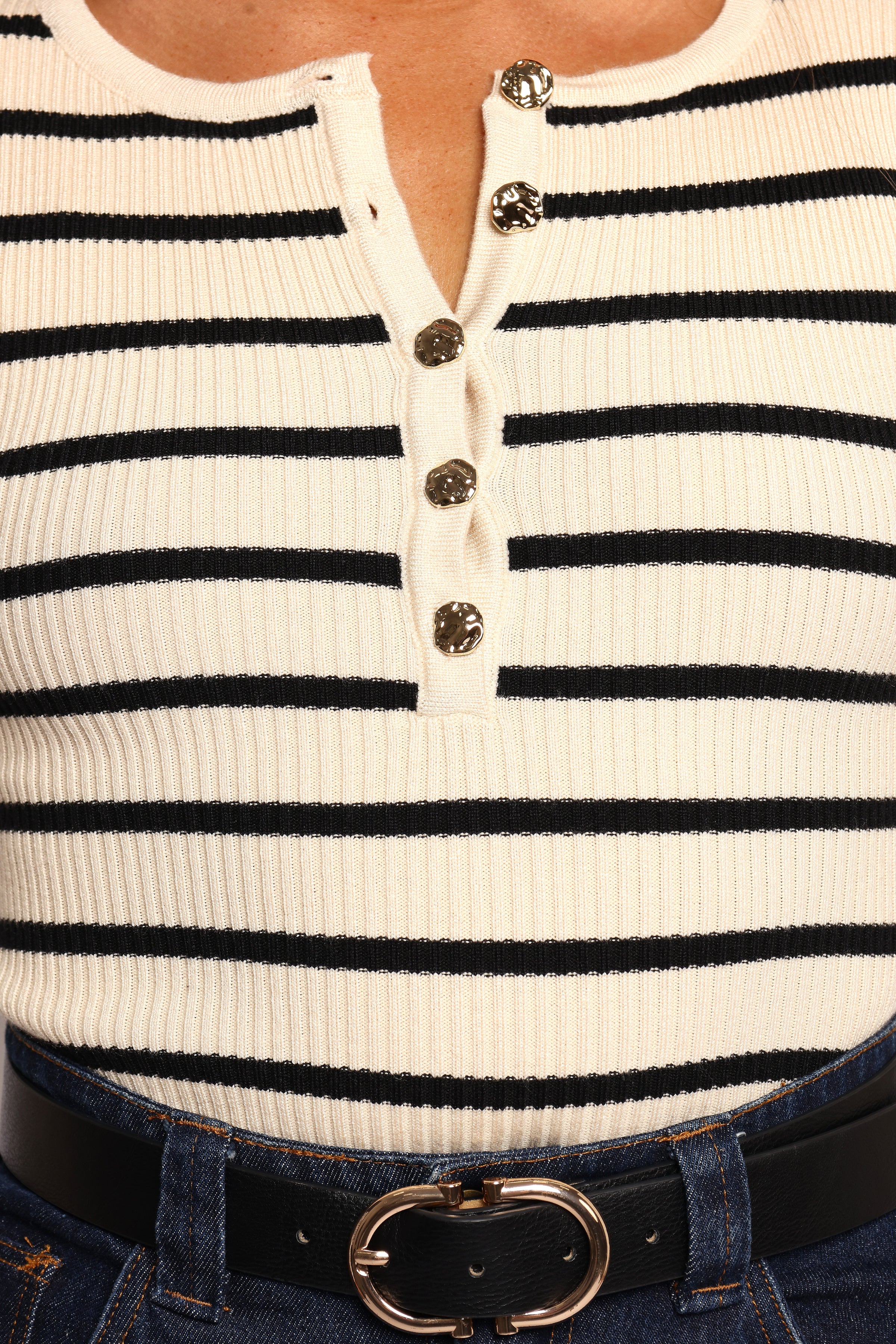 Deni Henley Bodysuit - Stripe