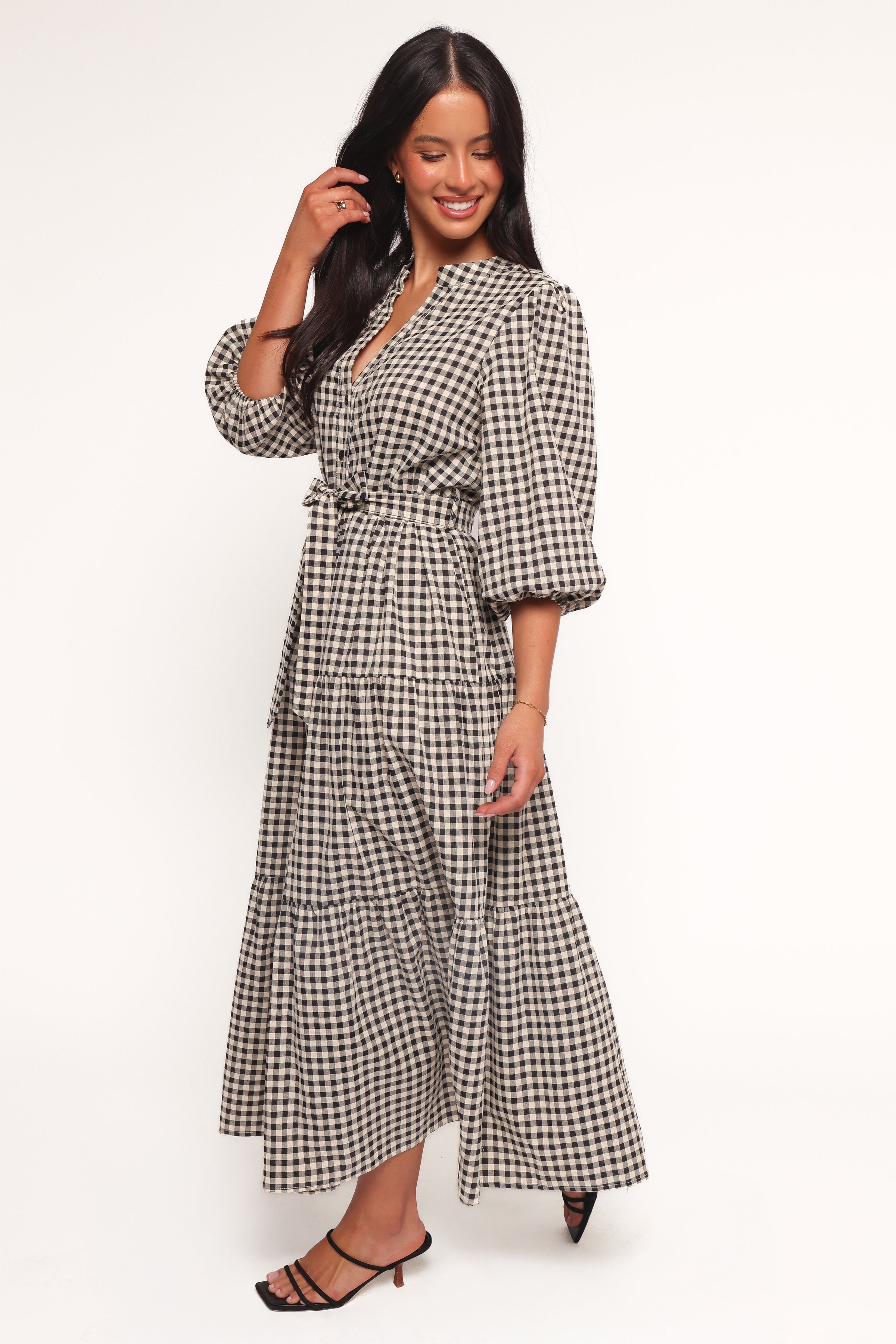Dixon Maxi Dress - Black Cream Gingham