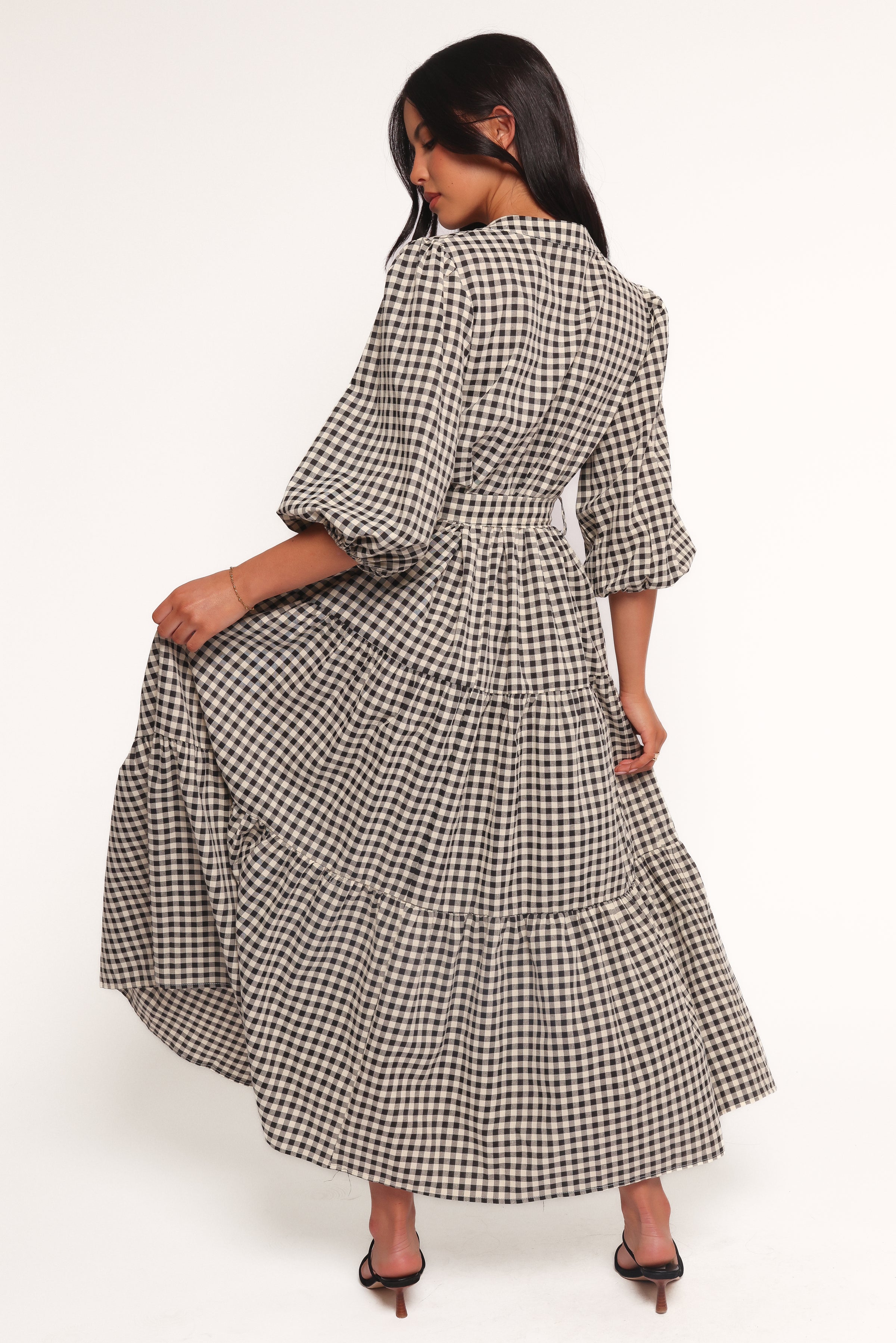 Dixon Maxi Dress - Black Cream Gingham