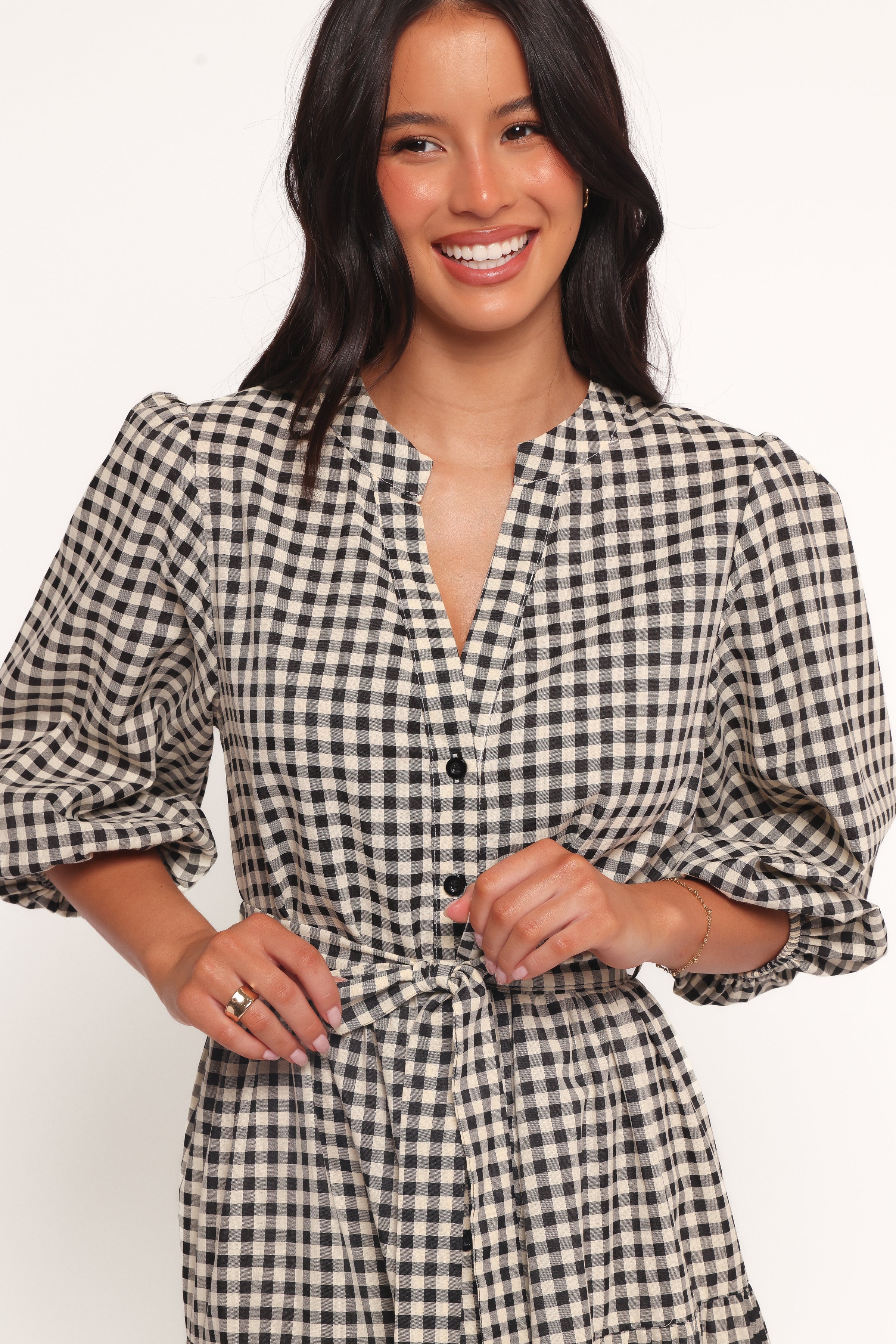 Dixon Maxi Dress - Black Cream Gingham