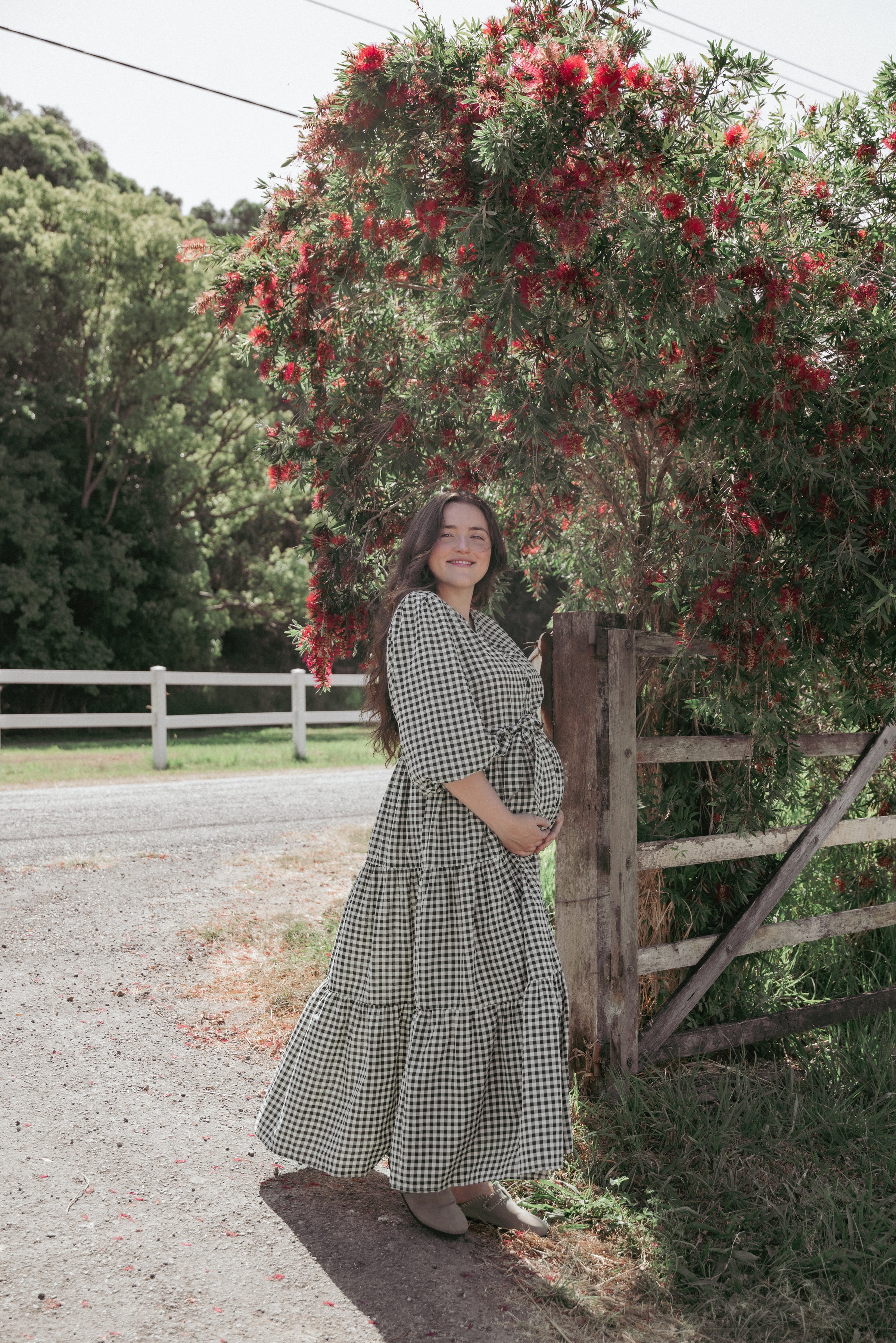 Dixon Maxi Dress - Black Cream Gingham