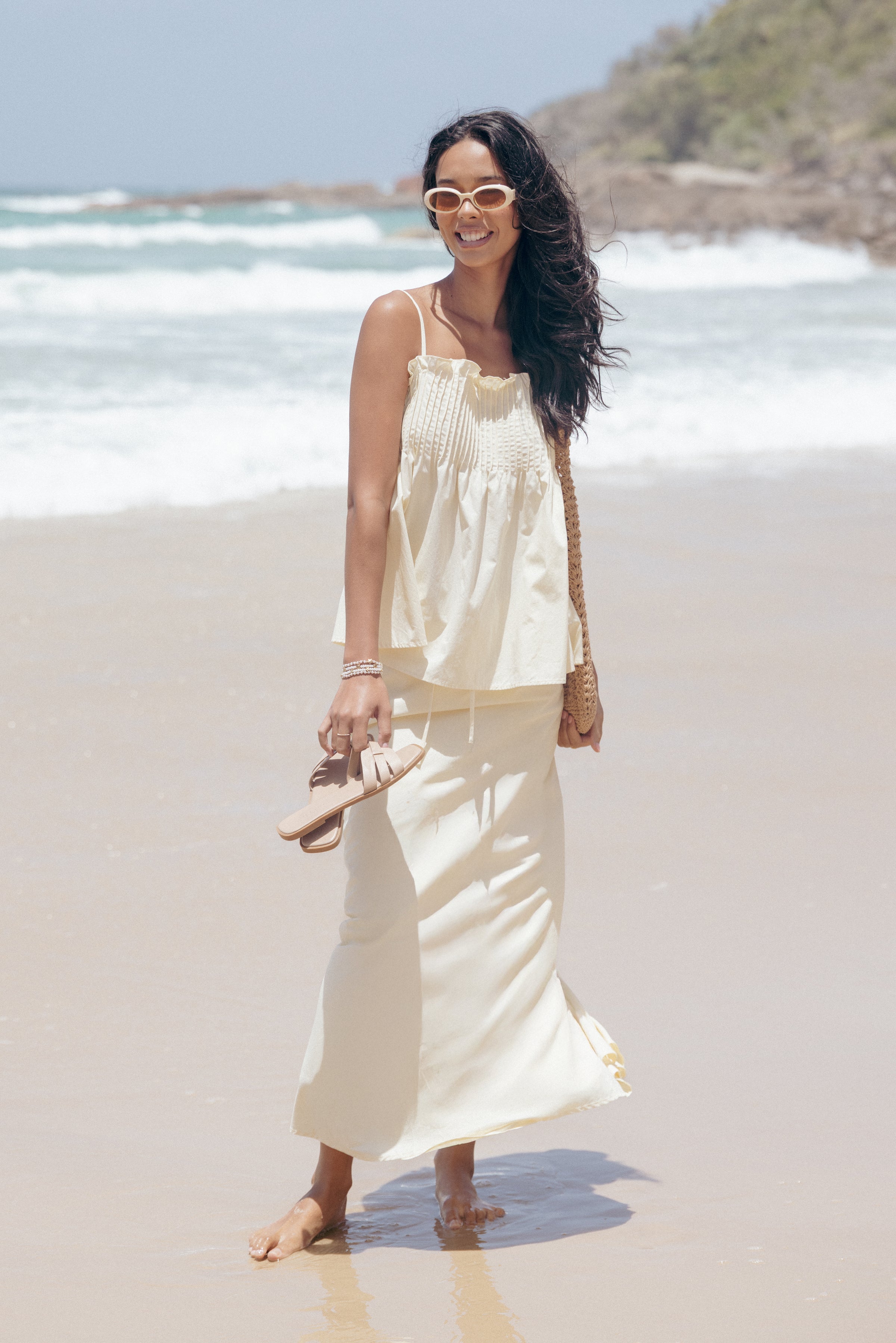 Carson Pleated Top - Butter Yellow