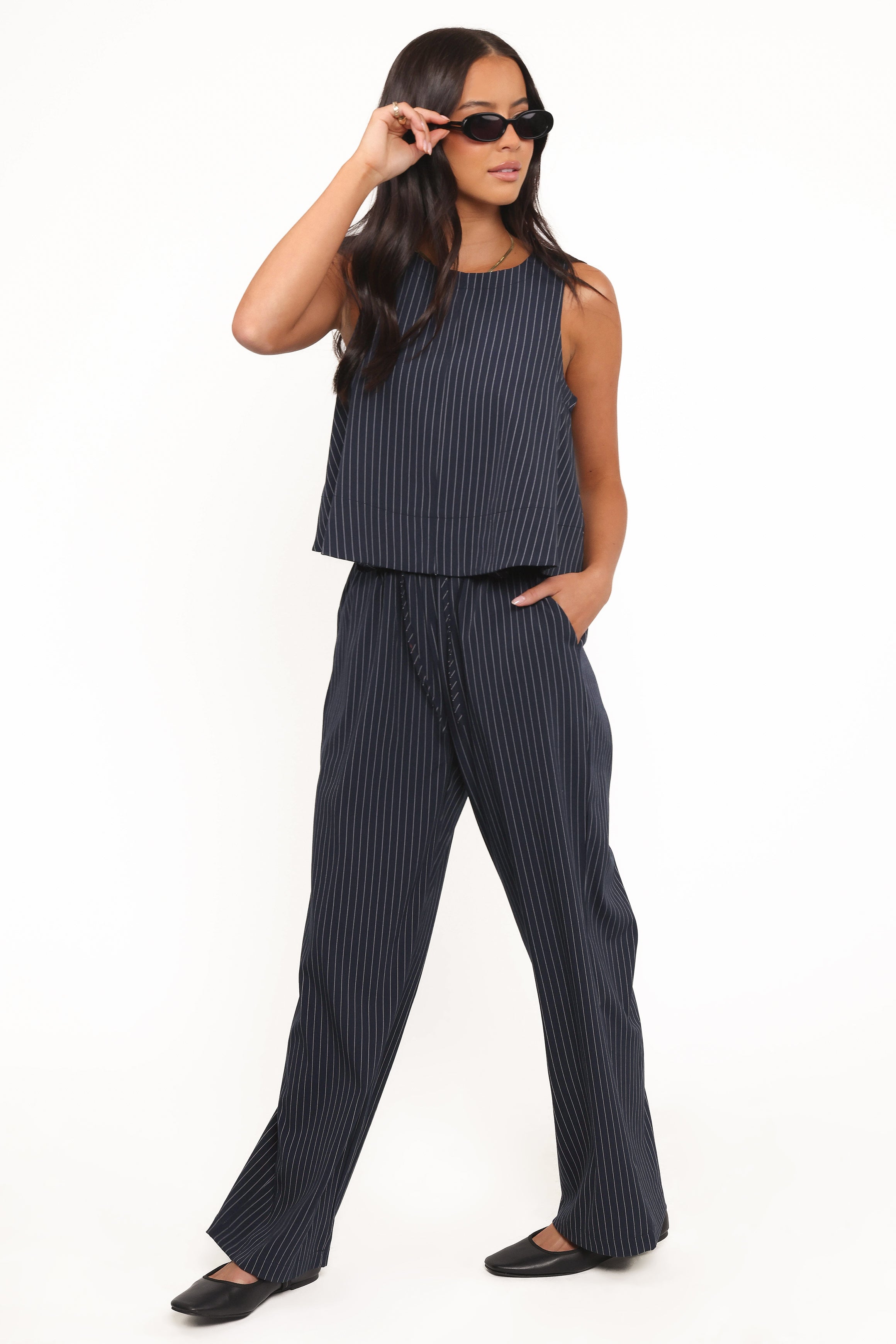 Elijah Pants - Navy White Stripe