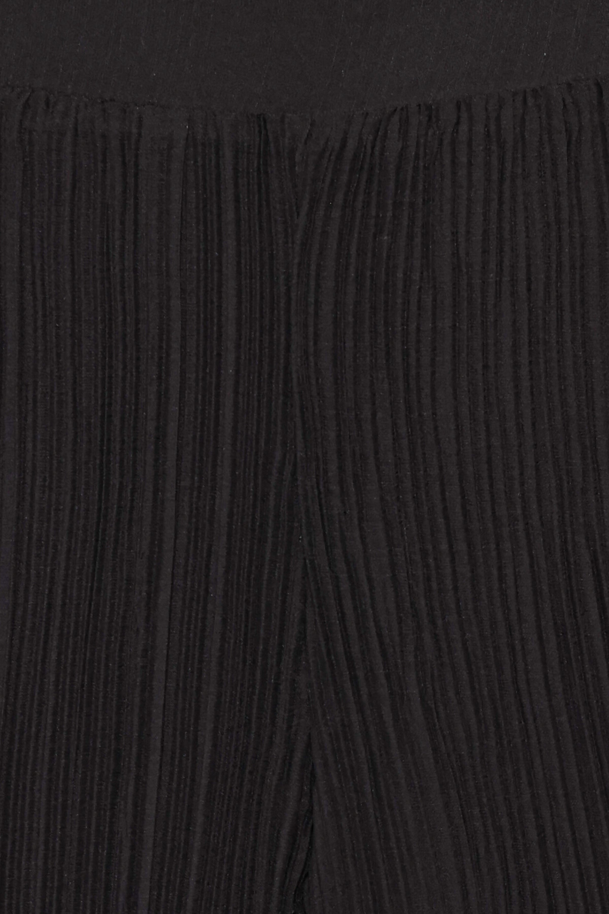 Elisa Wide Leg Plisse Pants - Black