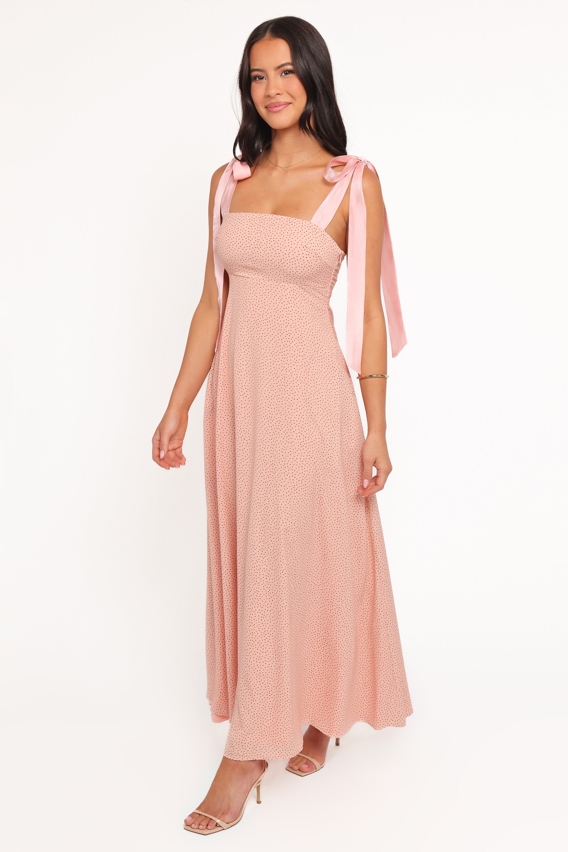 Ellody Maxi Dress - Peach Polka Dot