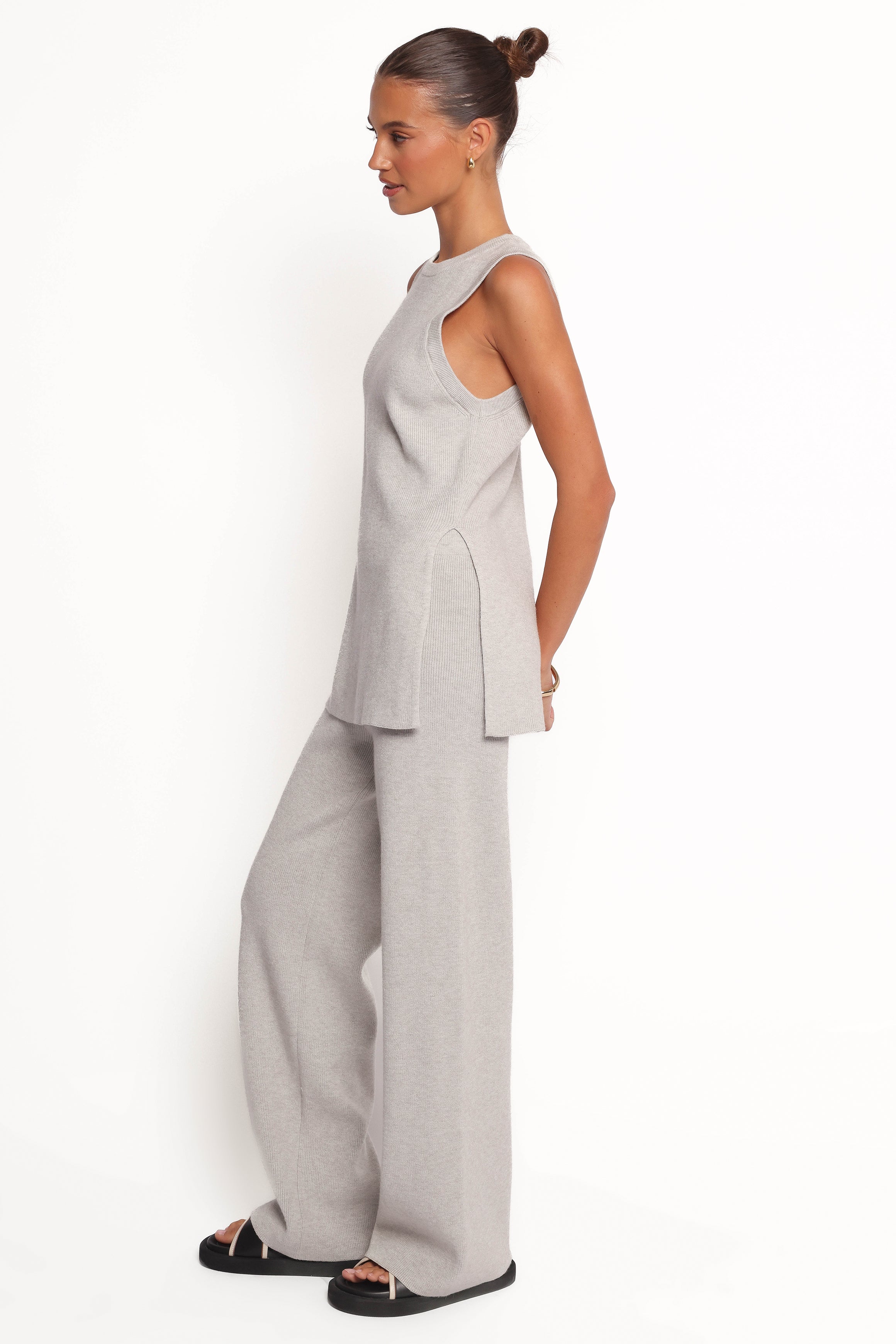 Ellory Knitted Pant Set - Light Grey