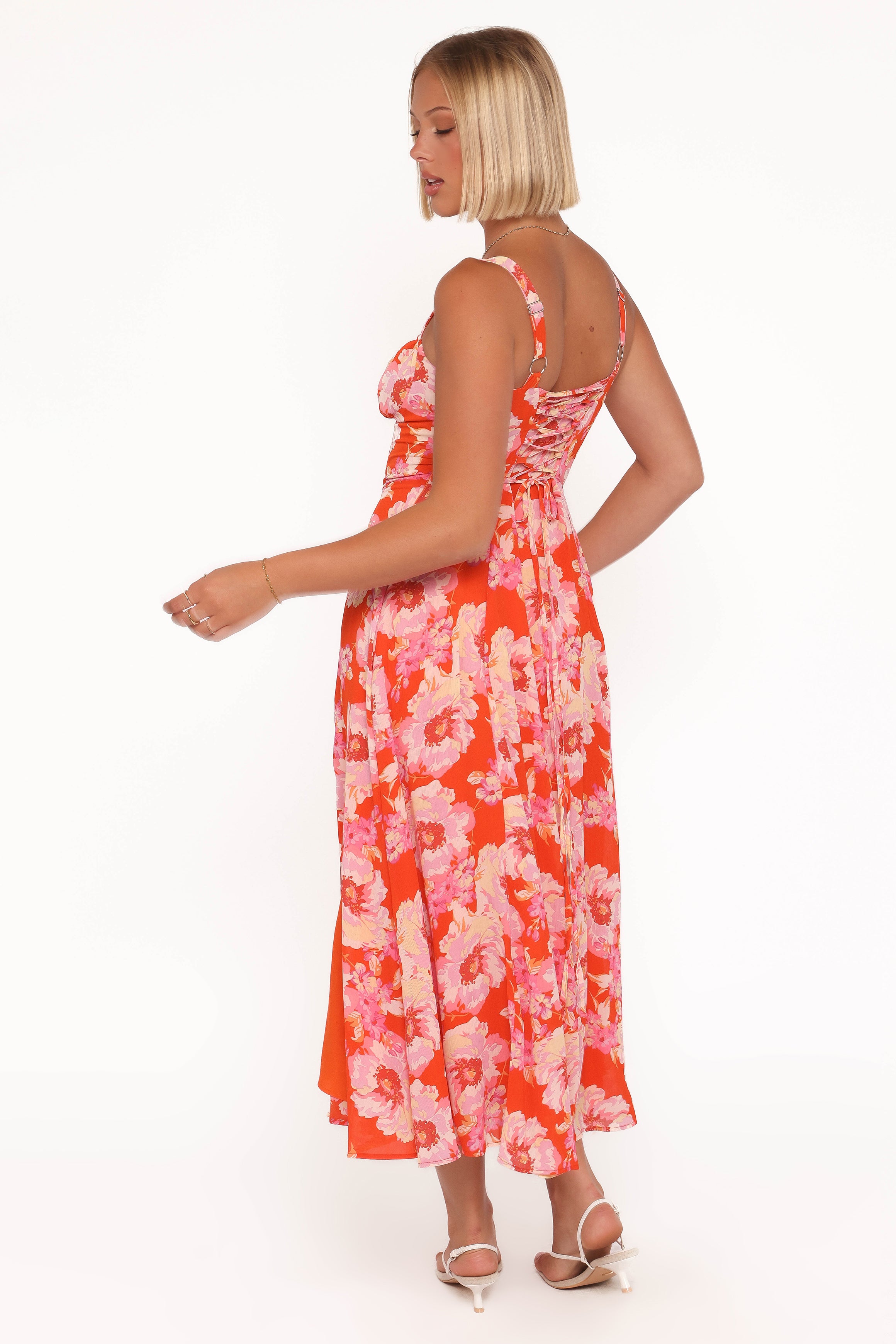 Elodie Midi Dress - Red Floral