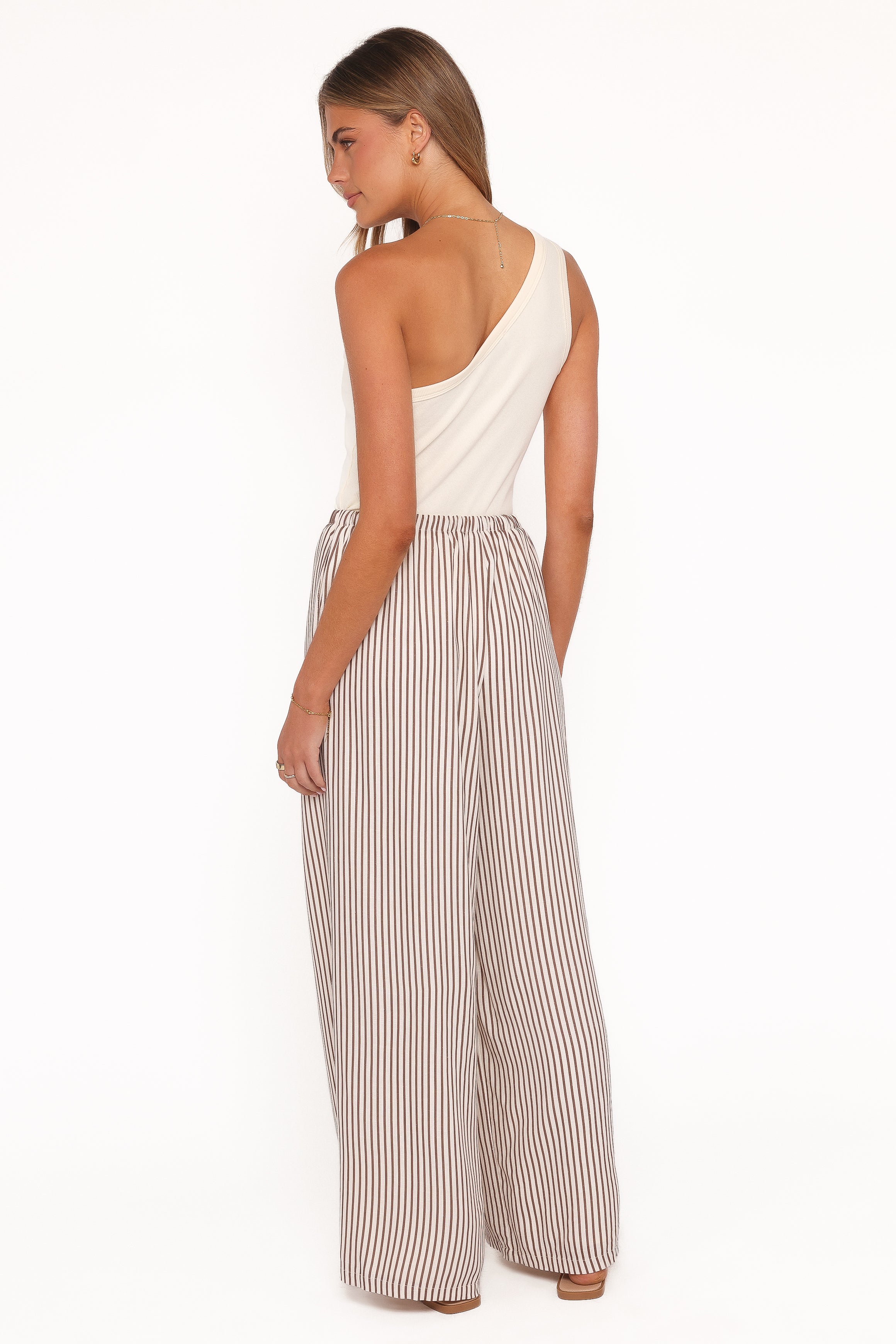 Elowen Wide Leg Pants - Brown Stripe