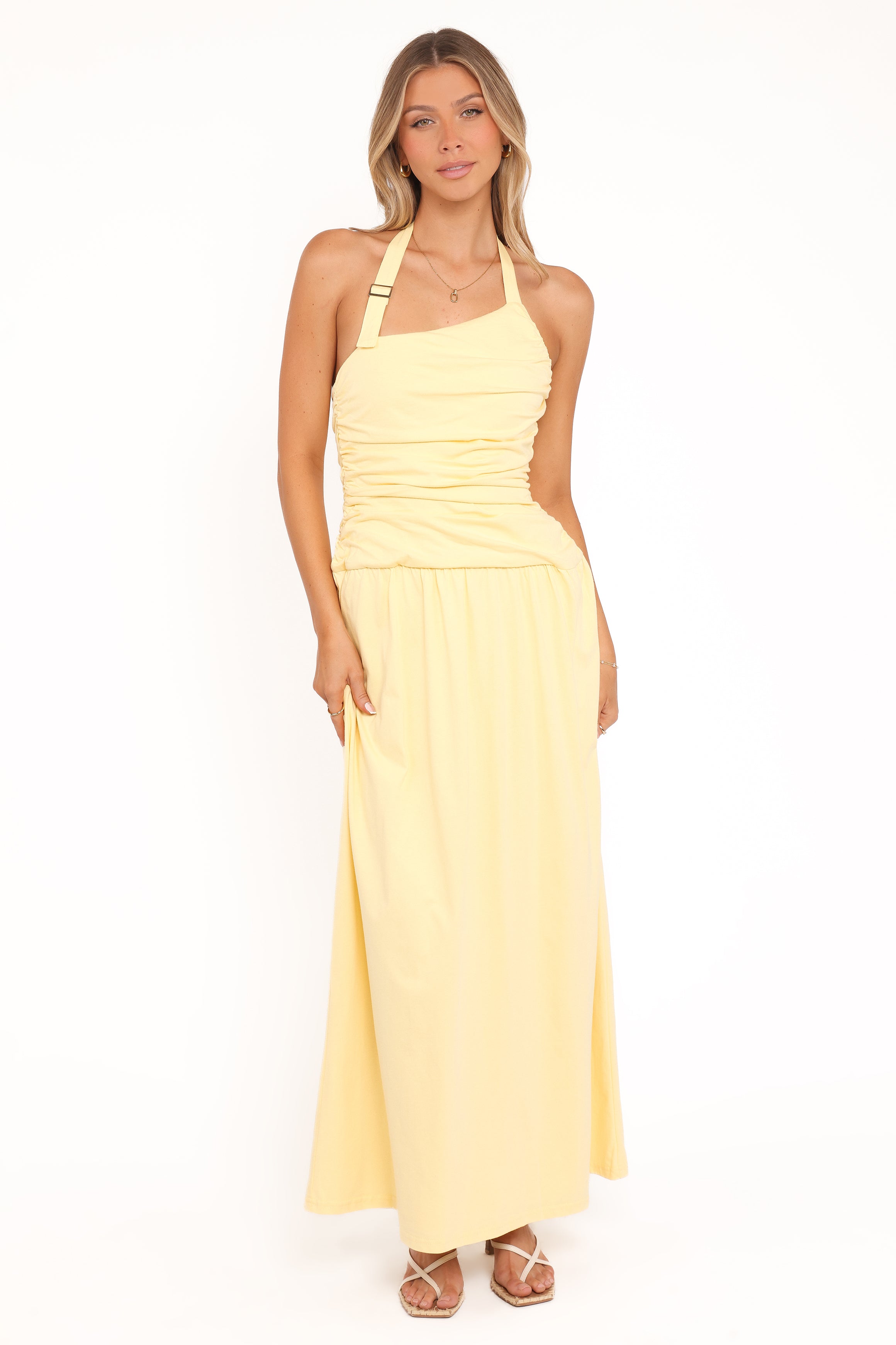 Emalia Halter Maxi Dress - Pale Yellow