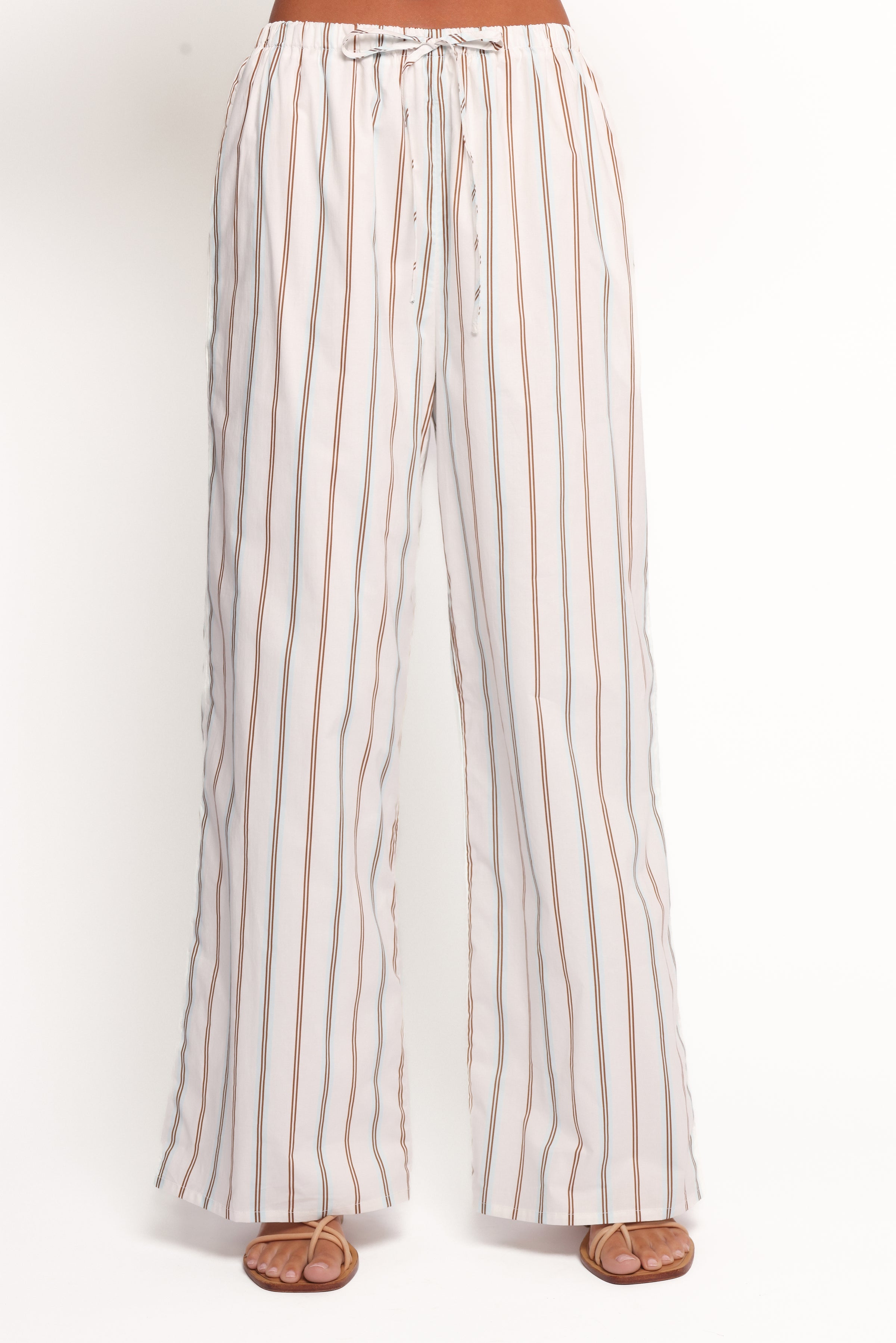 Ember Cotton Pants - Blue Brown Stripe