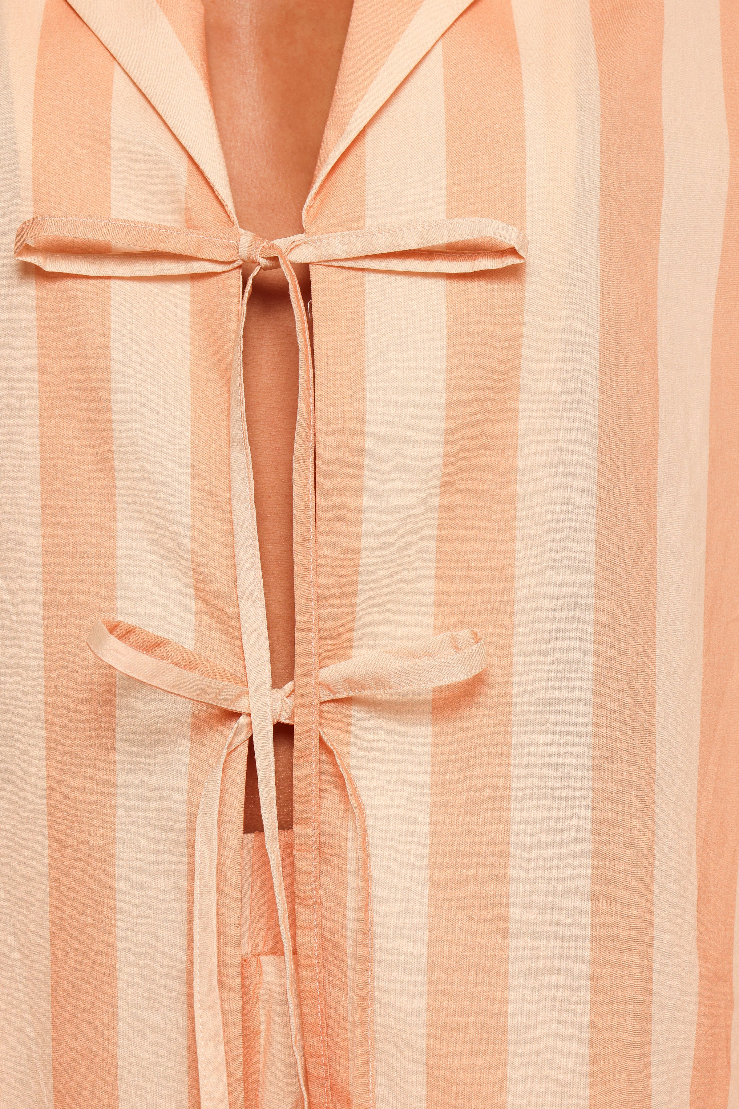 Essie Tie Front Shirt - Terracotta Stripe