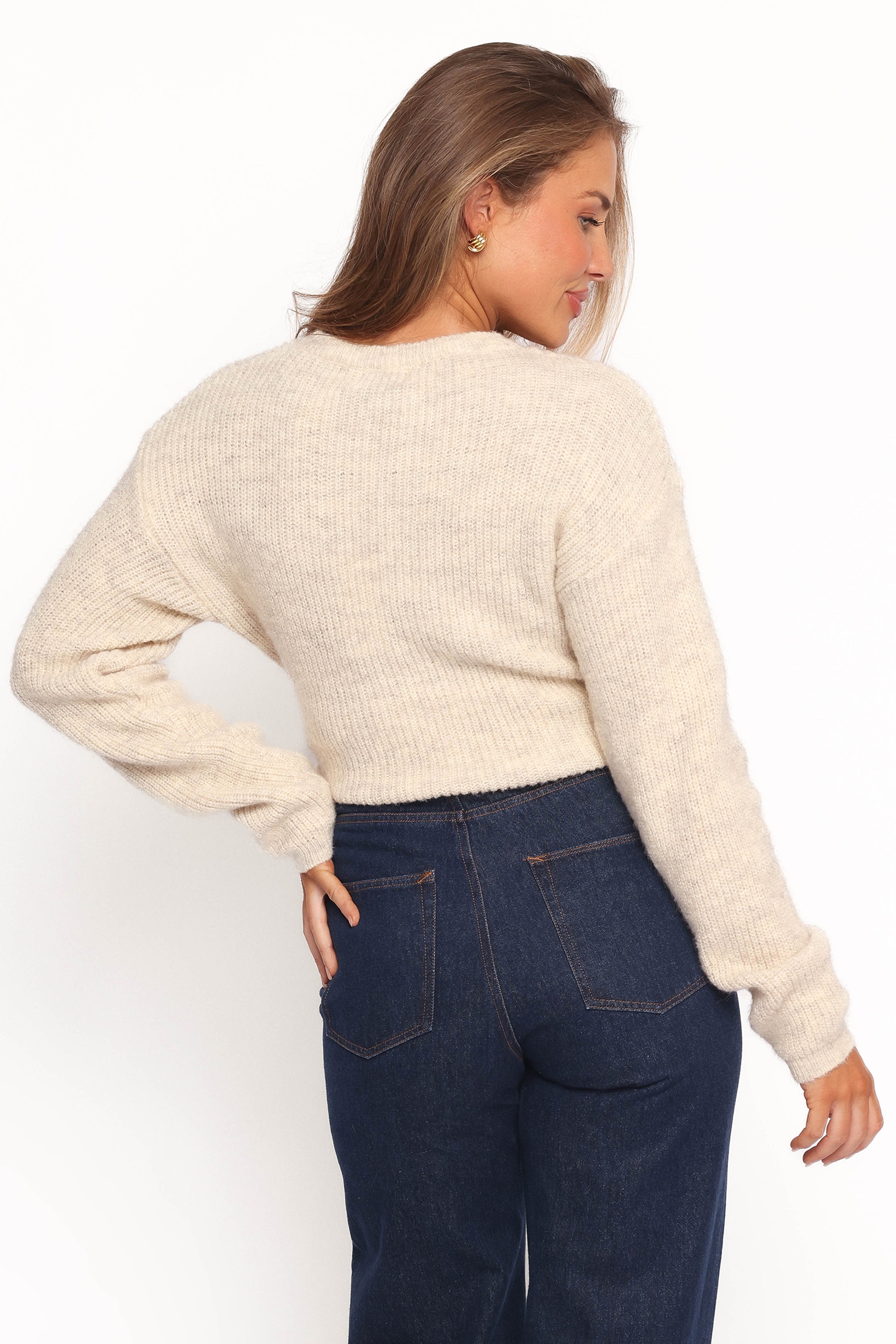 Ettie Wrap Side Tie Knit Sweater - Oatmeal