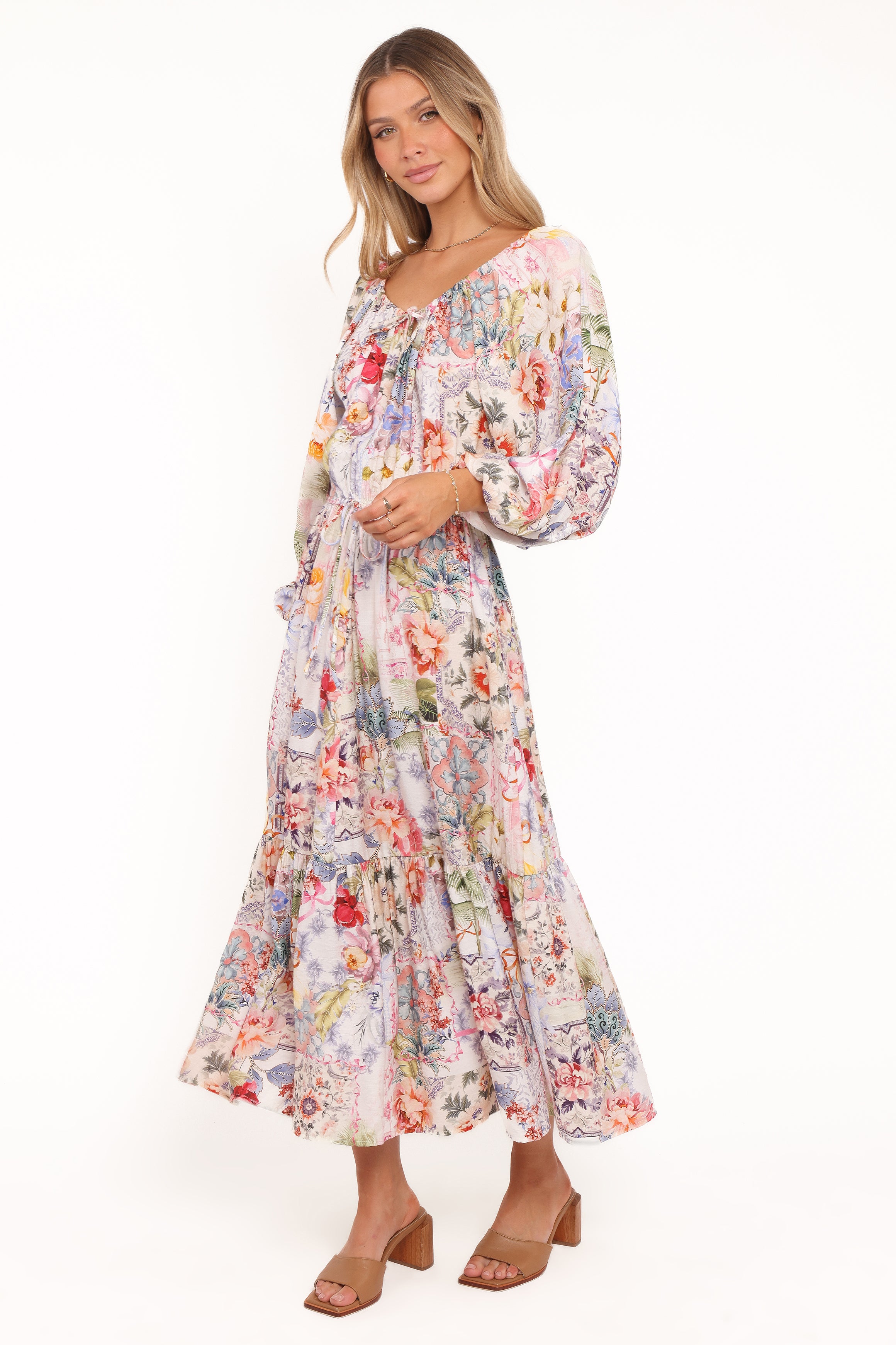 Faris Off Shoulder Midi Dress - Floral