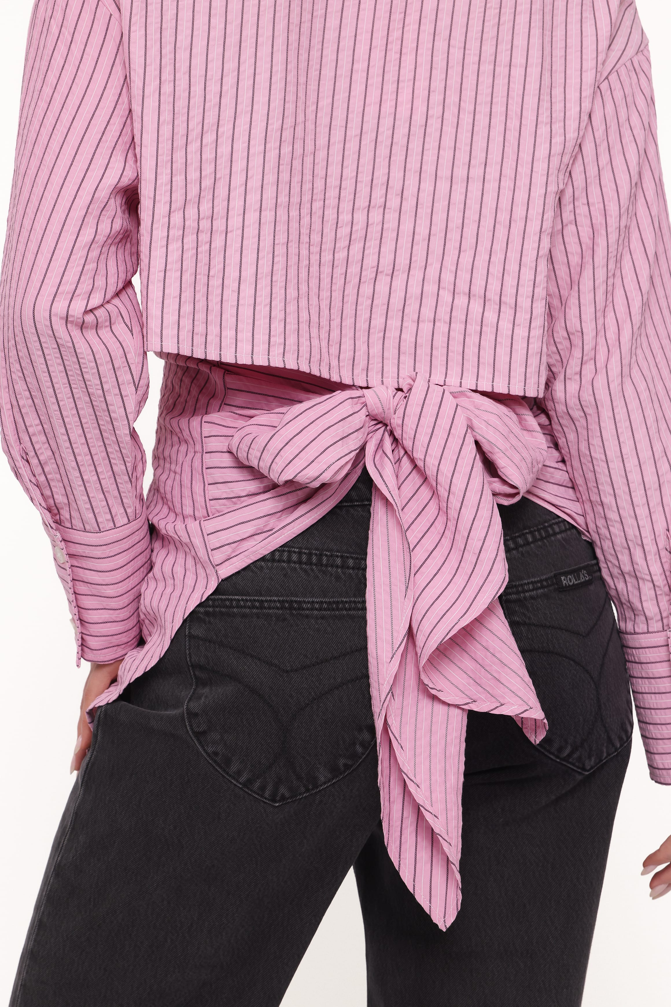 Fawna Tie Back Shirt - Pink Stripe