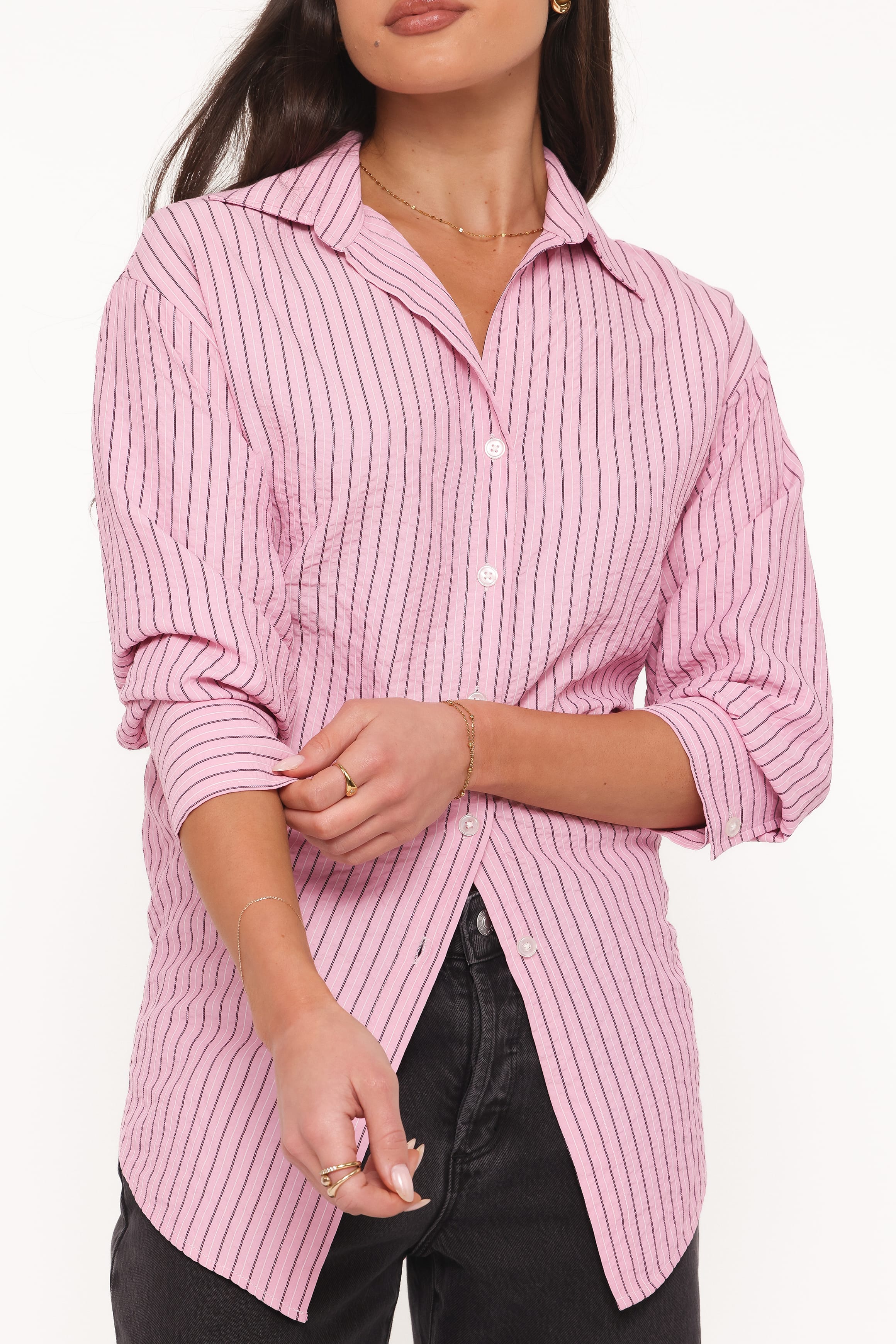 Fawna Tie Back Shirt - Pink Stripe