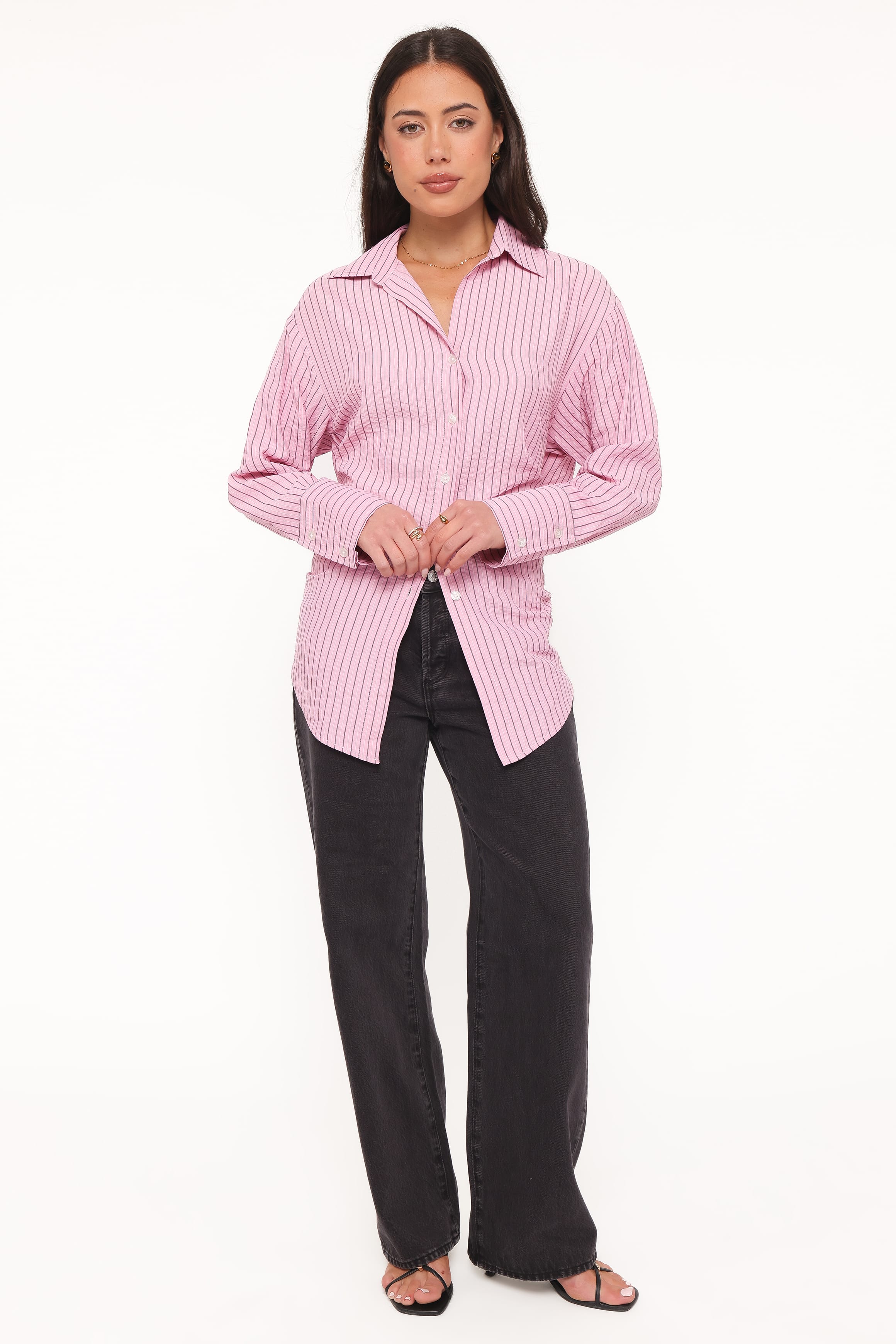 Fawna Tie Back Shirt - Pink Stripe