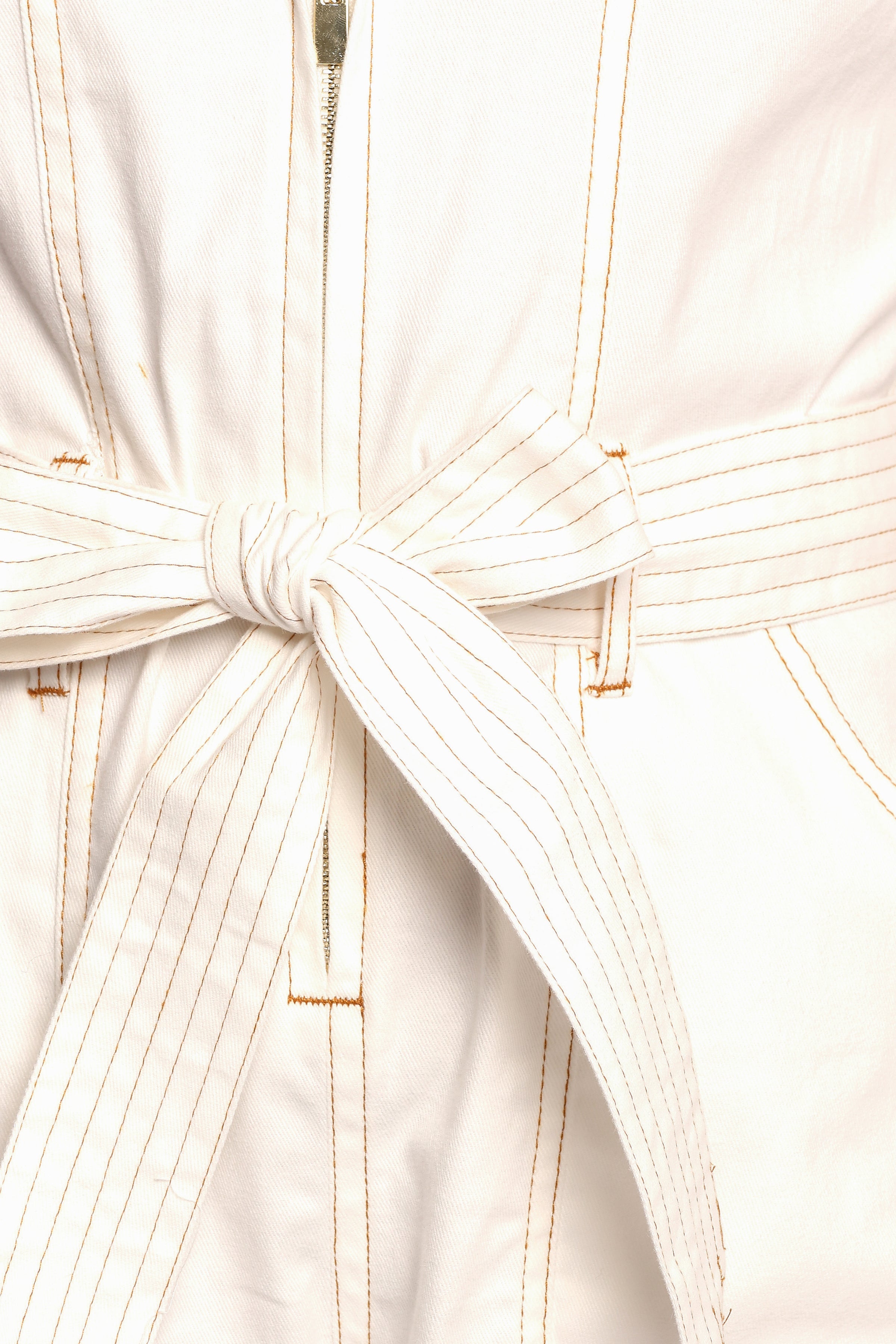 Fawn Tie Waist Playsuit - White