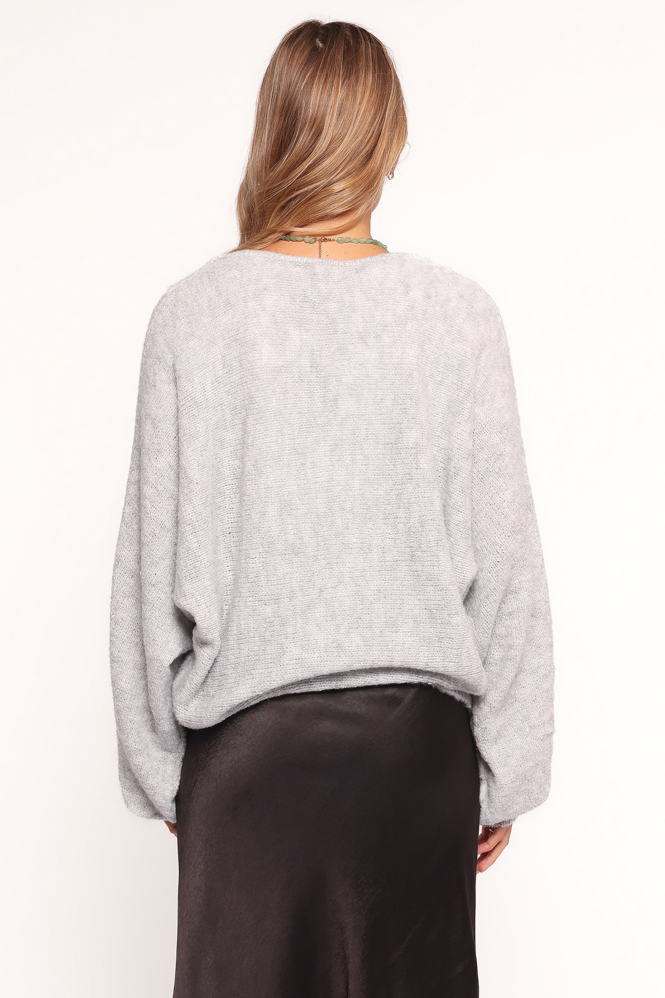 Faylin Bell Sleeve Knit Sweater - Grey