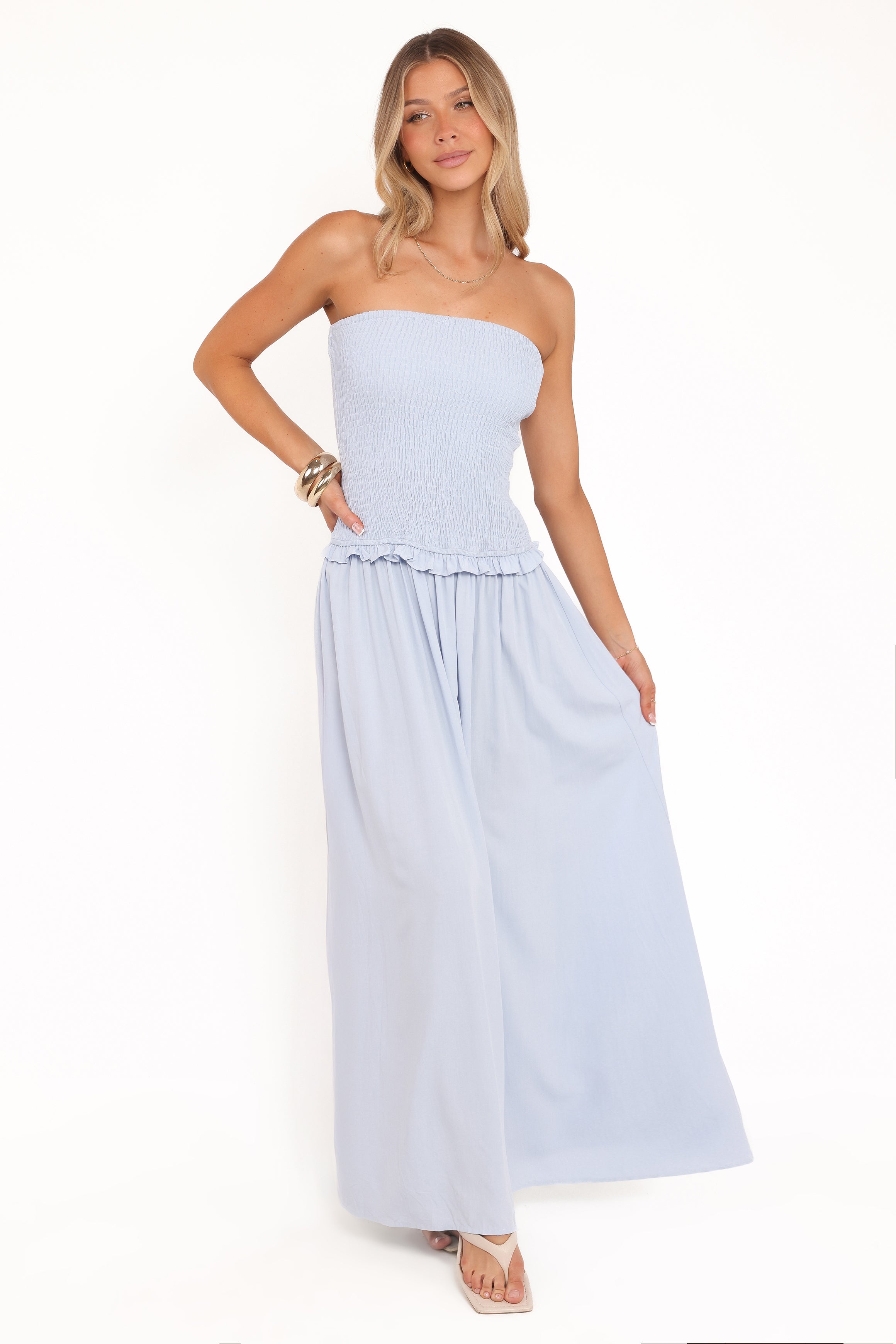 Fleur Strapless Maxi Dress - Pale Blue