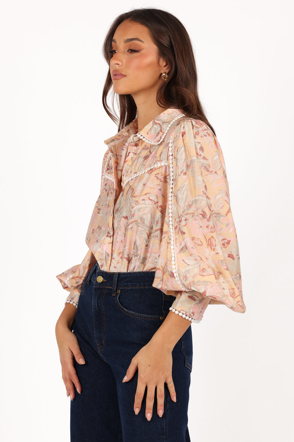 Collective Tops - Floria Top - Beige Floral third image
