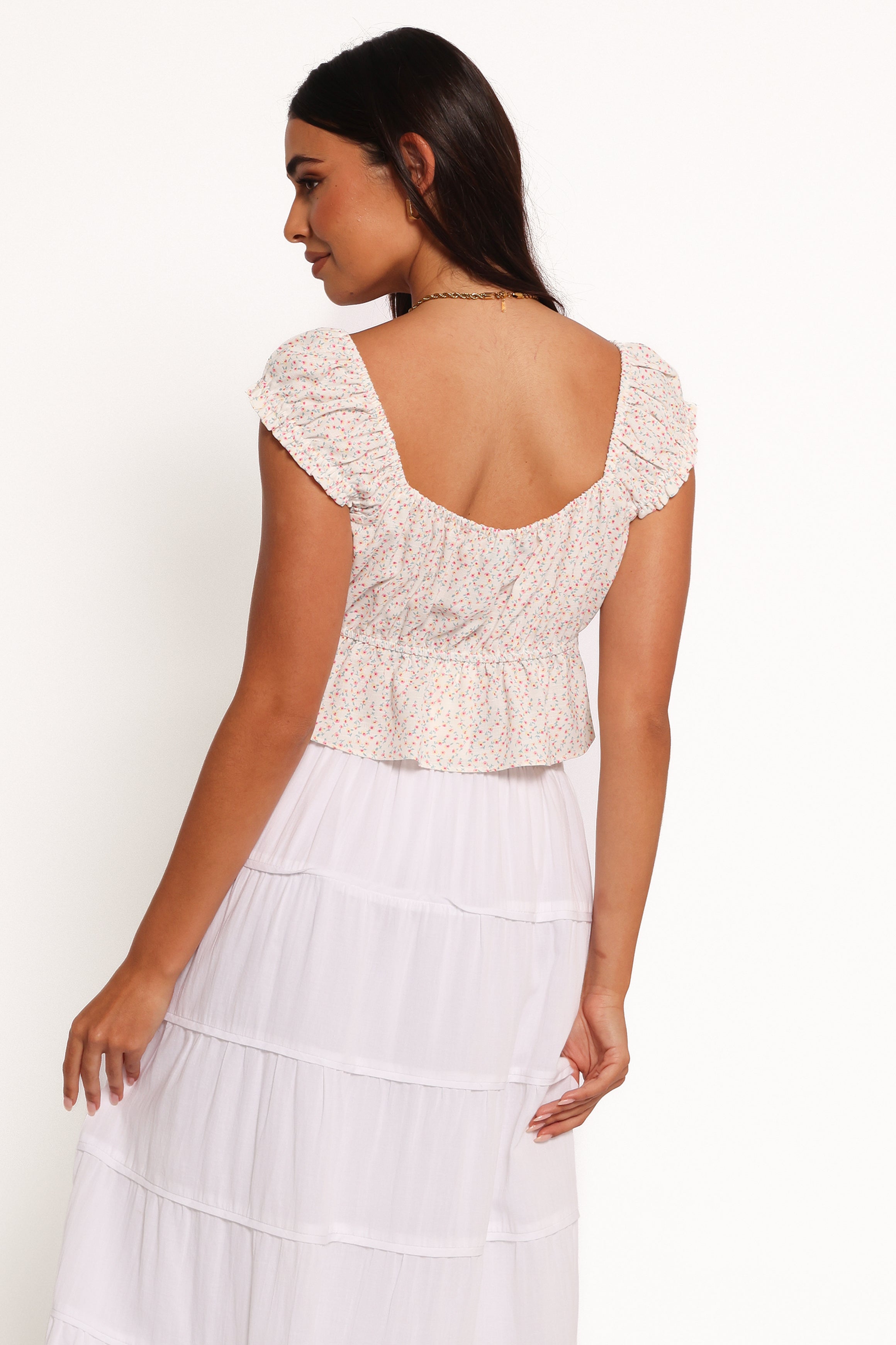 Frankie Top - White Ditsy