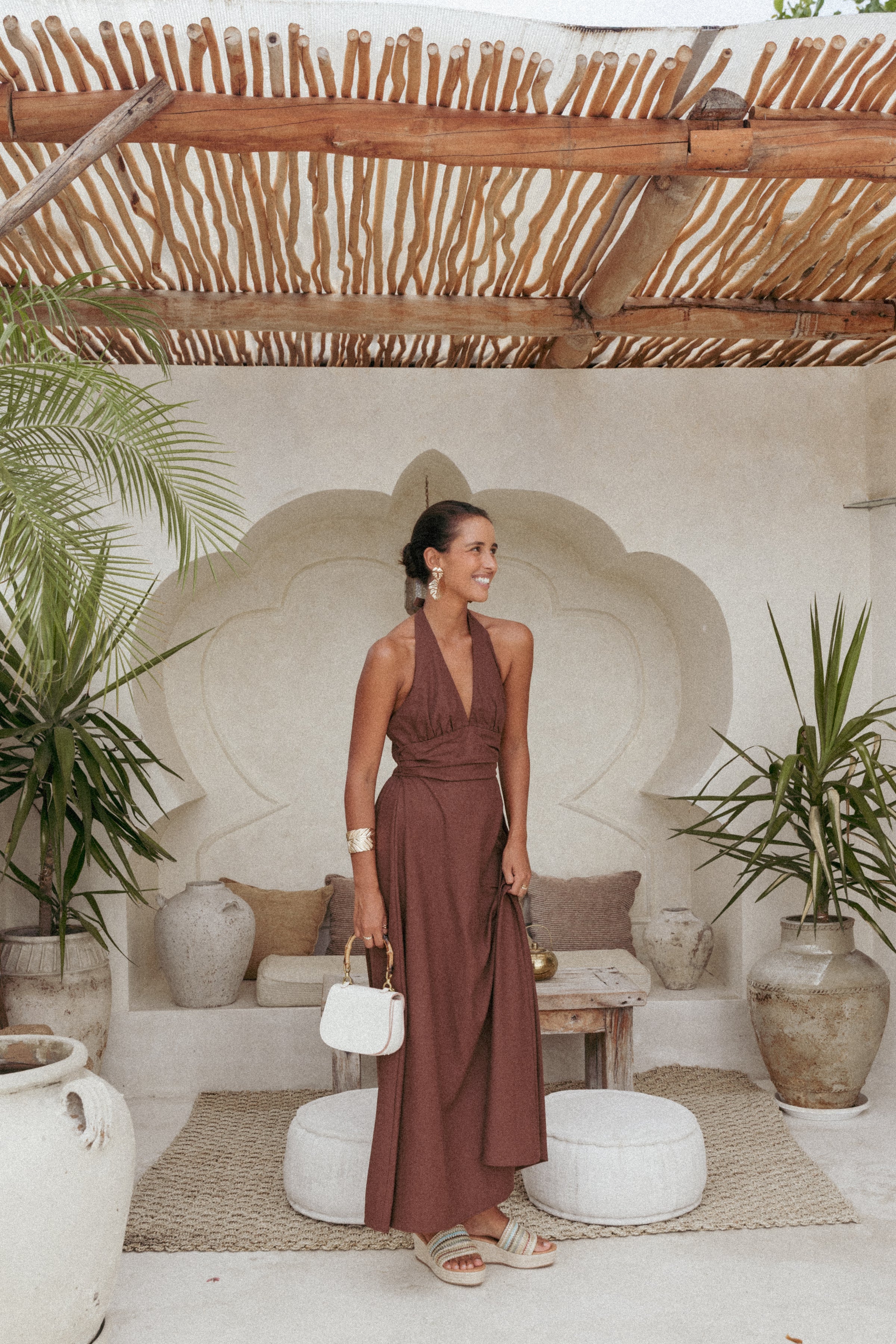 Marie Halterneck Maxi Dress - Chocolate