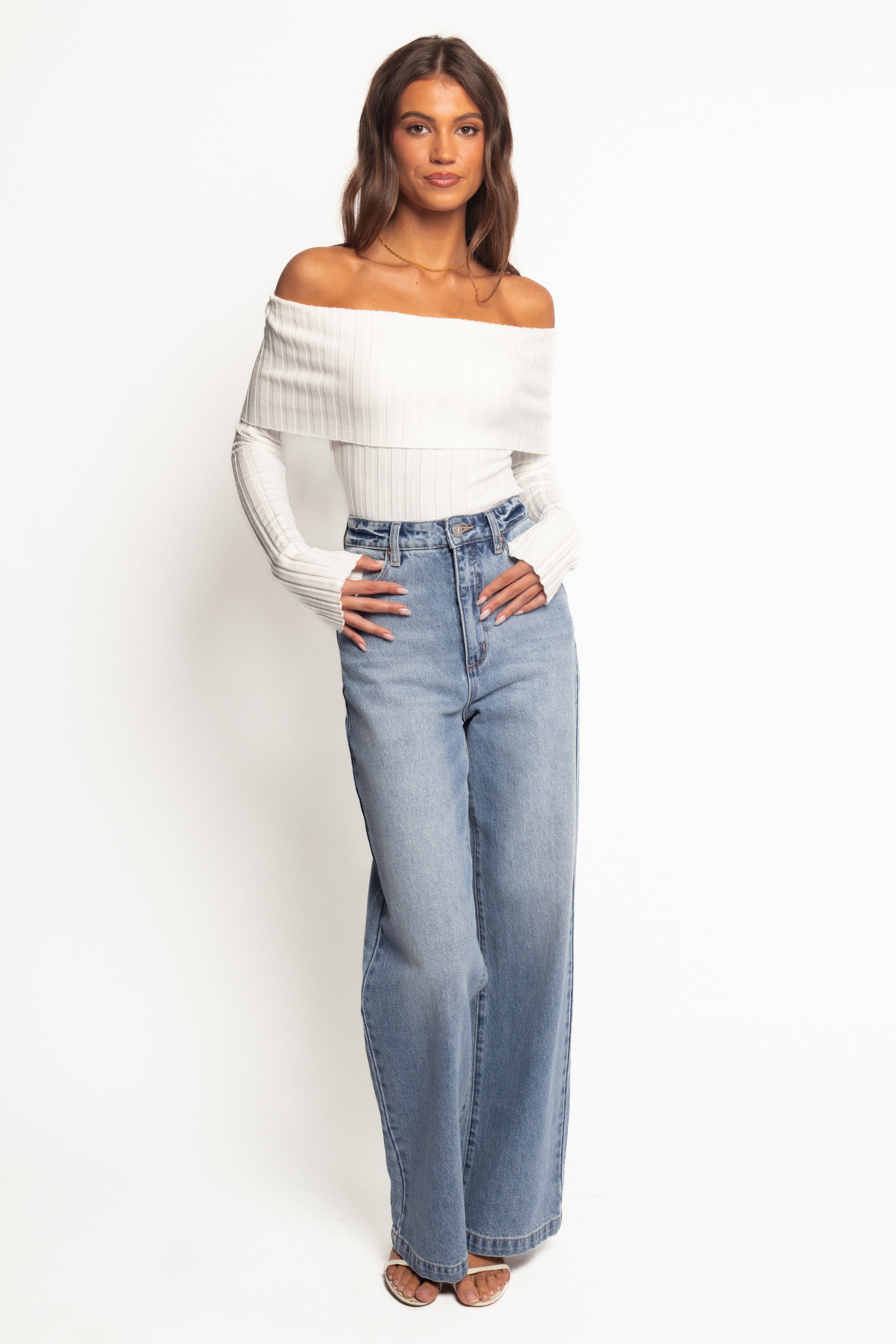 Inora Off Shoulder Knit Top - White