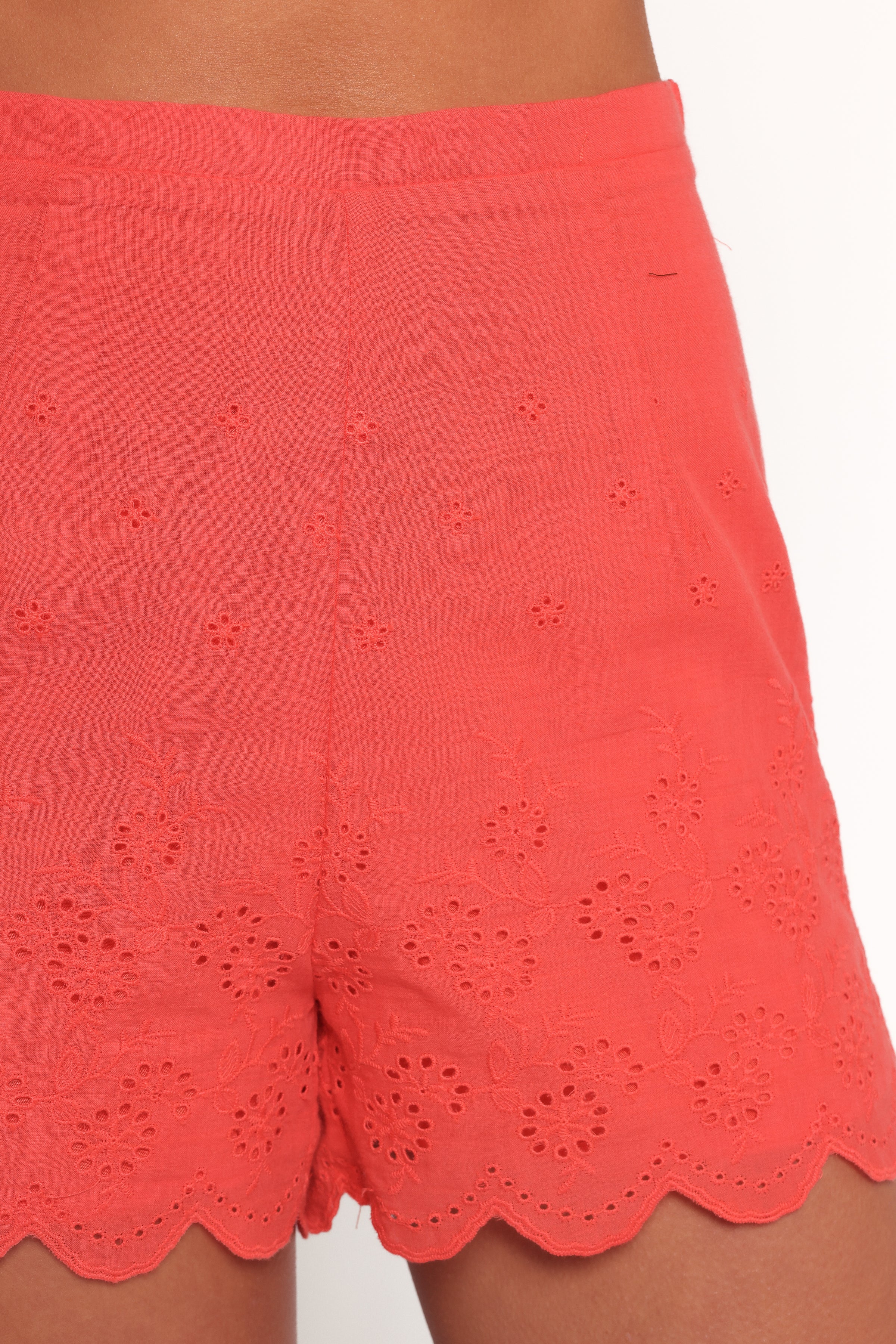 Zafira Lace Trim Shorts - Coral