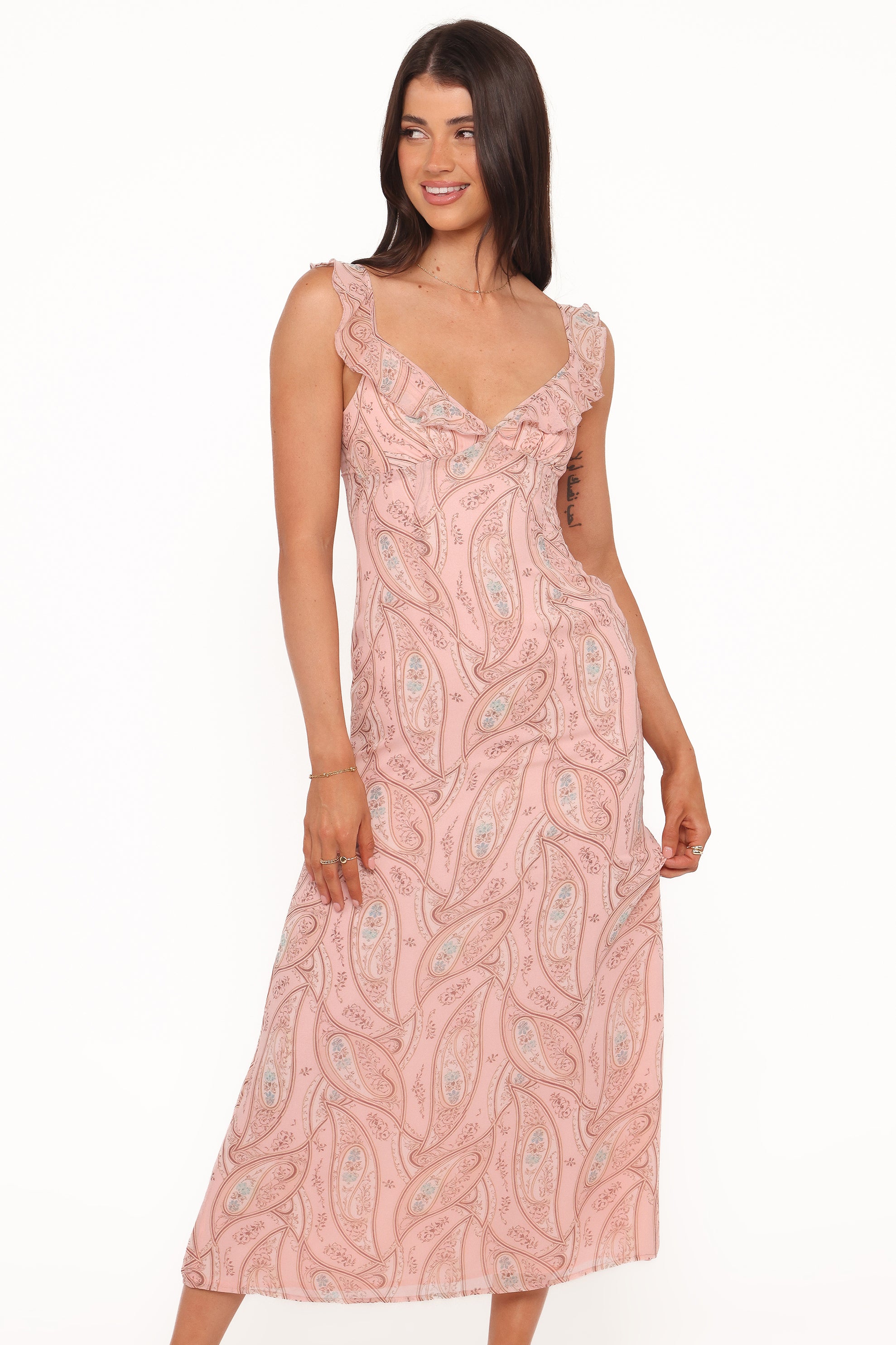 Jarvis Midi Dress - Peach Paisley
