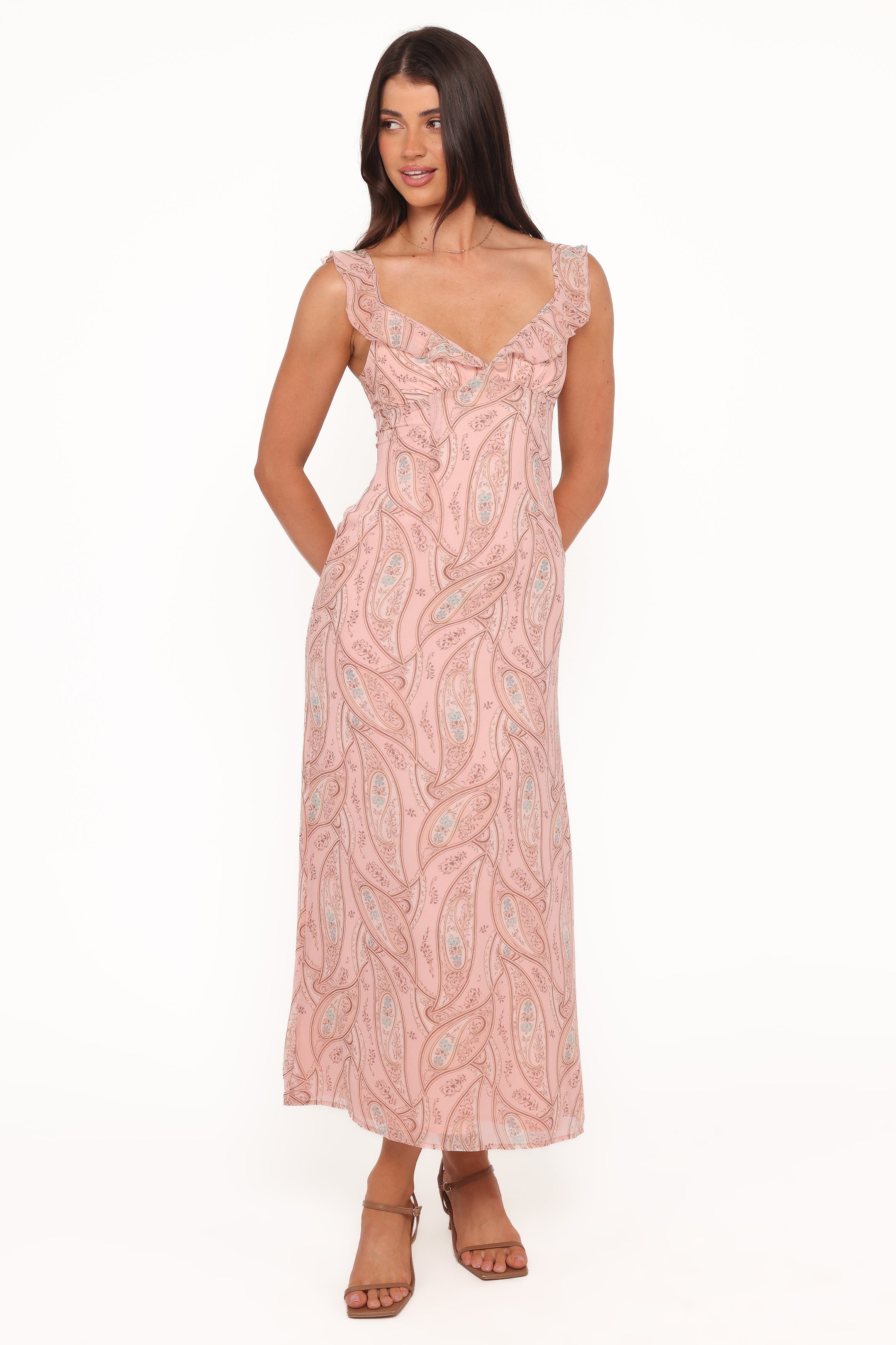 Jarvis Midi Dress - Peach Paisley
