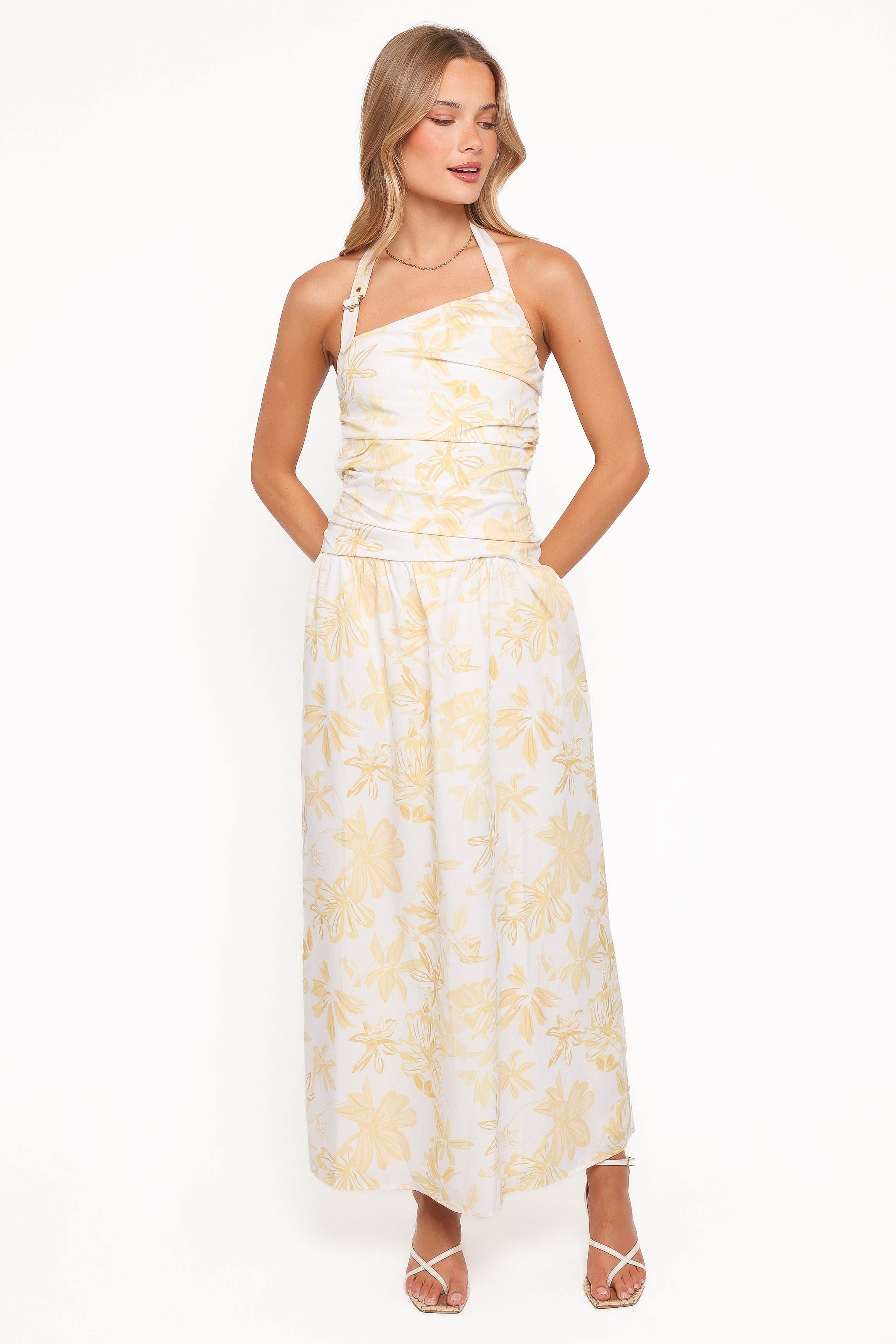 Jemma Halter Maxi Dress - Yellow Floral