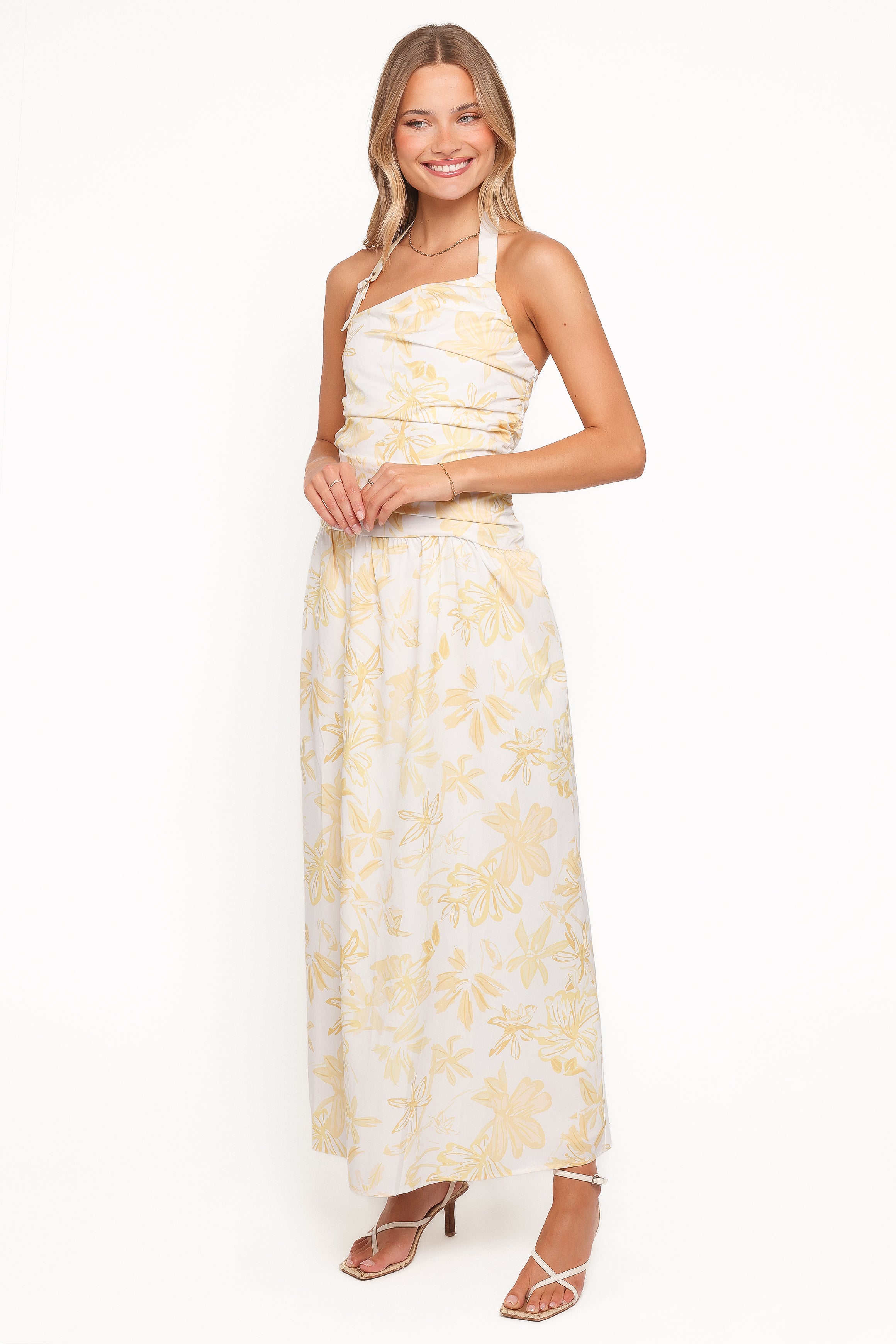 Jemma Halter Maxi Dress - Yellow Floral