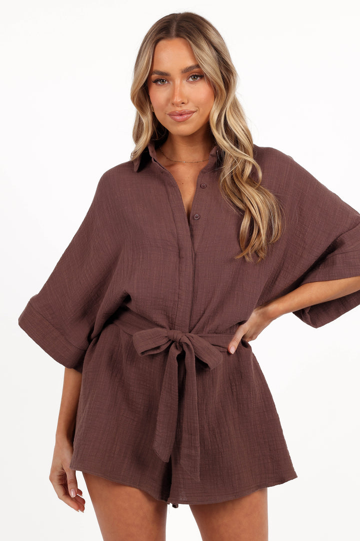 Collective Tops - Jemmy Romper - Chocolate Brown fourth image