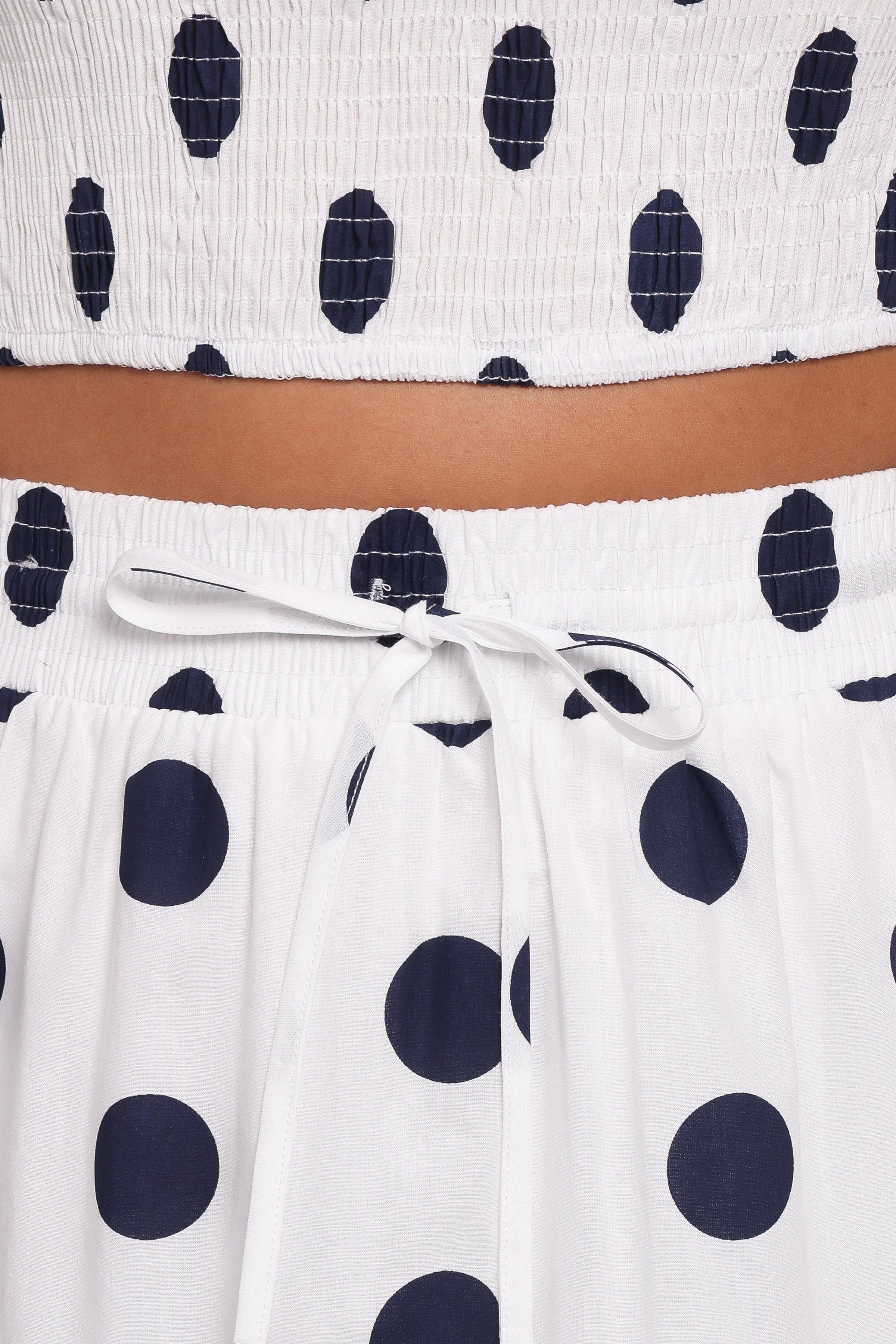 Jenny Midi Skirt Set - Navy Polka Dot
