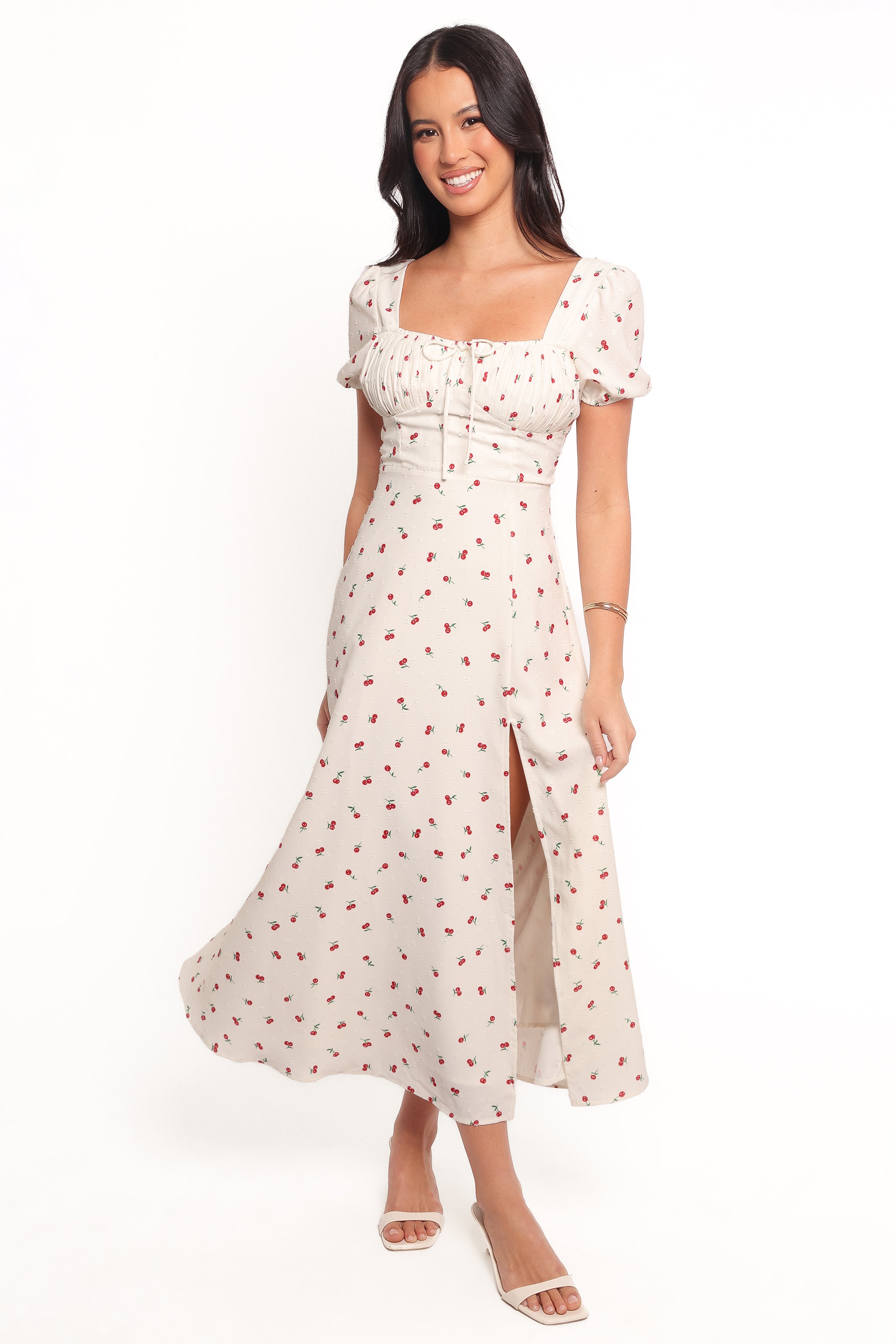 Jill Midi Dress - Cherry Print