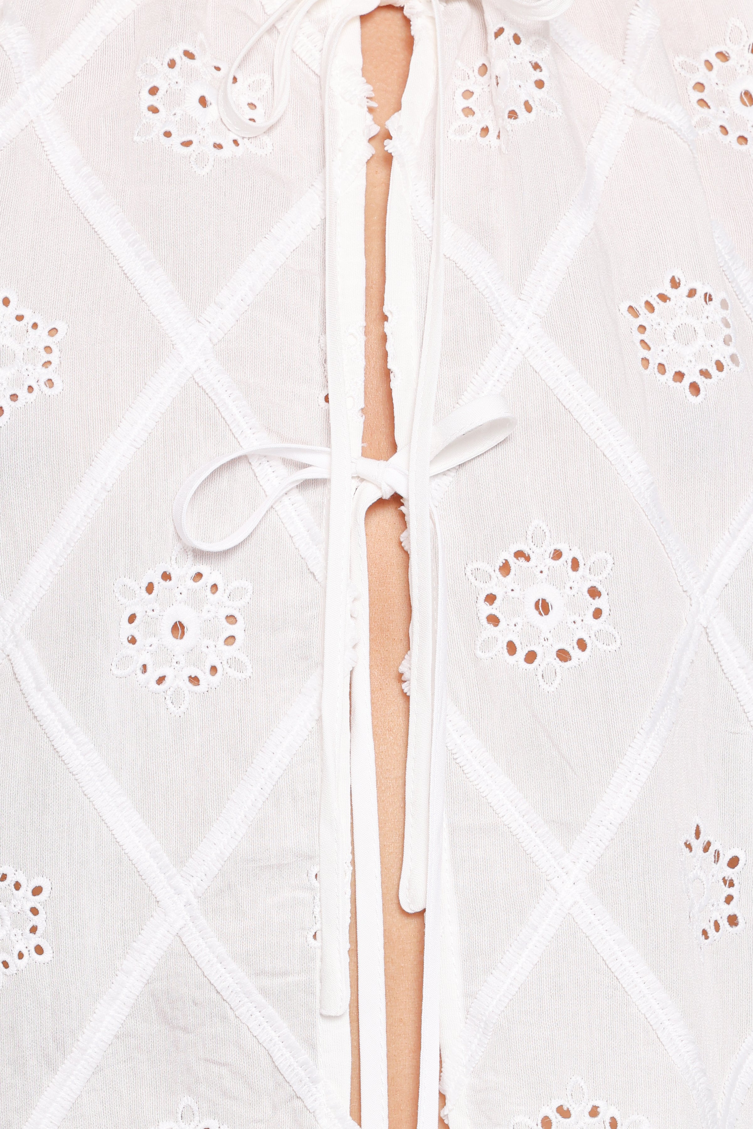 Bonnie Short Sleeve Top - White Texture