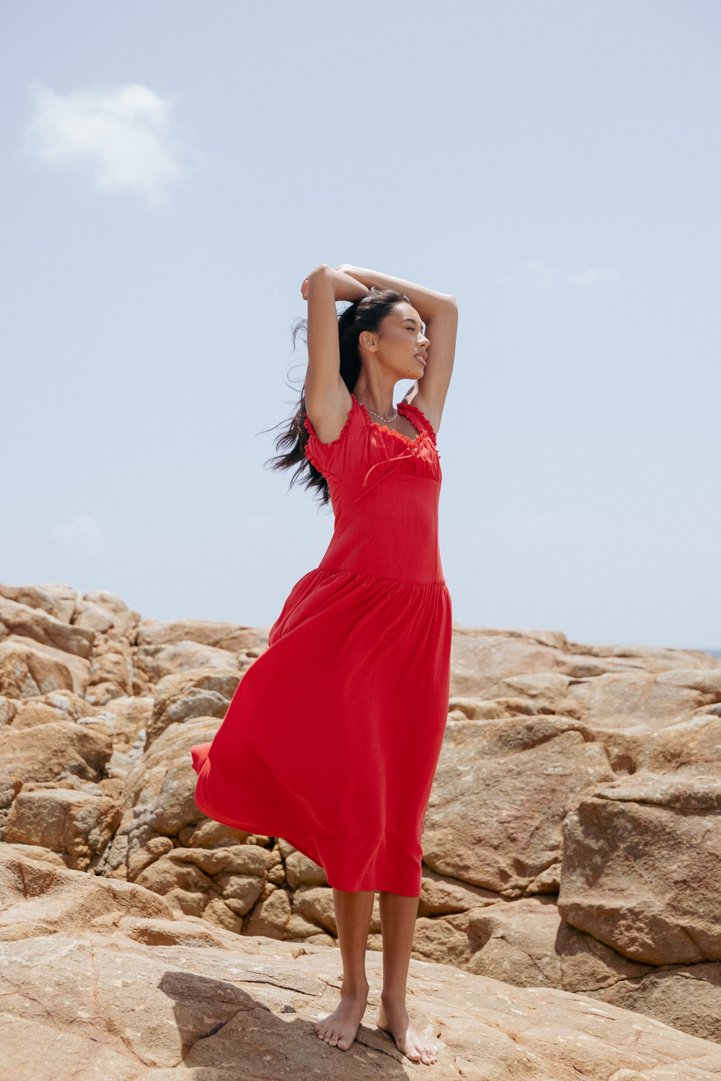 Joann Midi Dress - Red