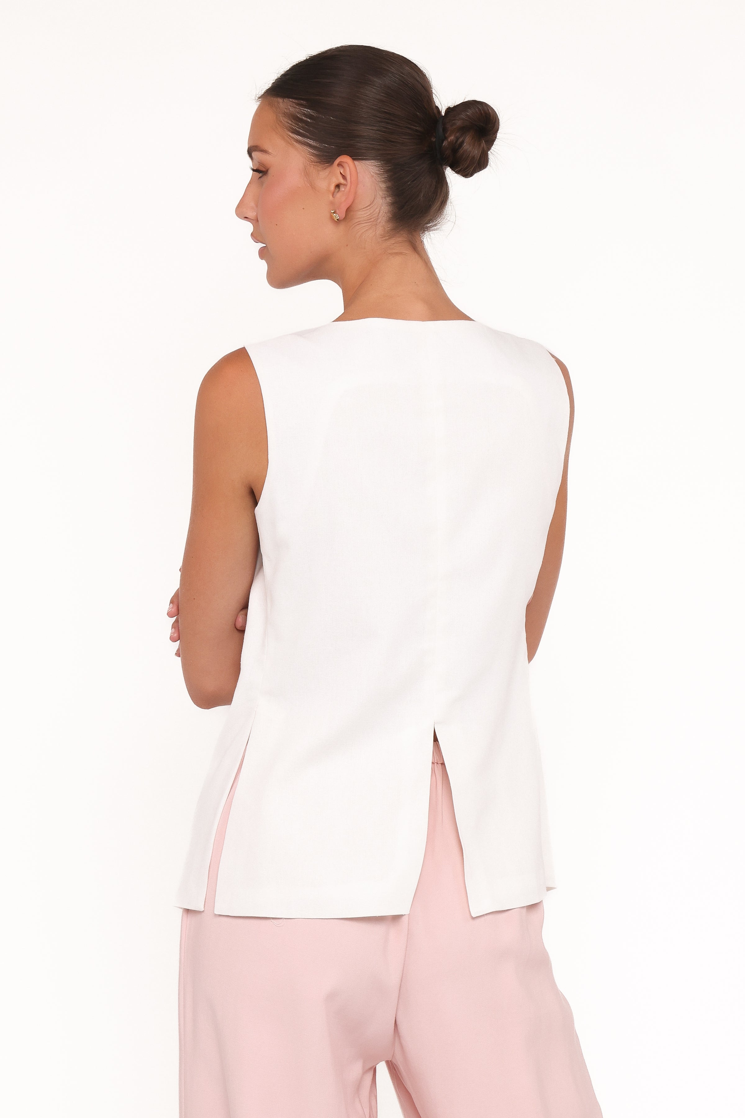 Char Vest Top - White