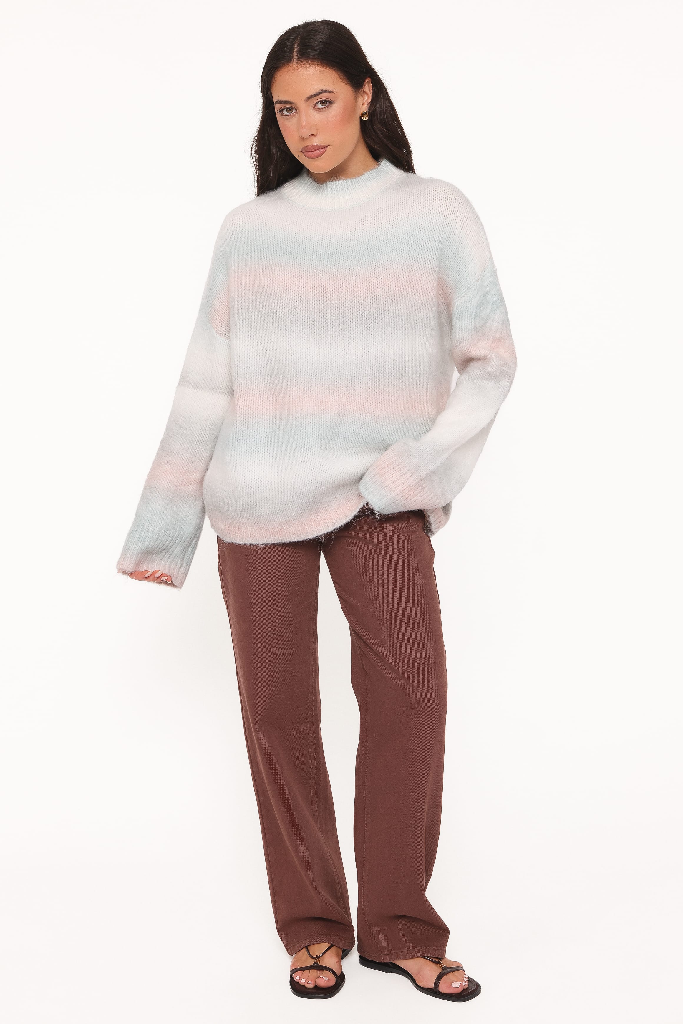 Joy Knit Sweater - Pale Blue Stripe