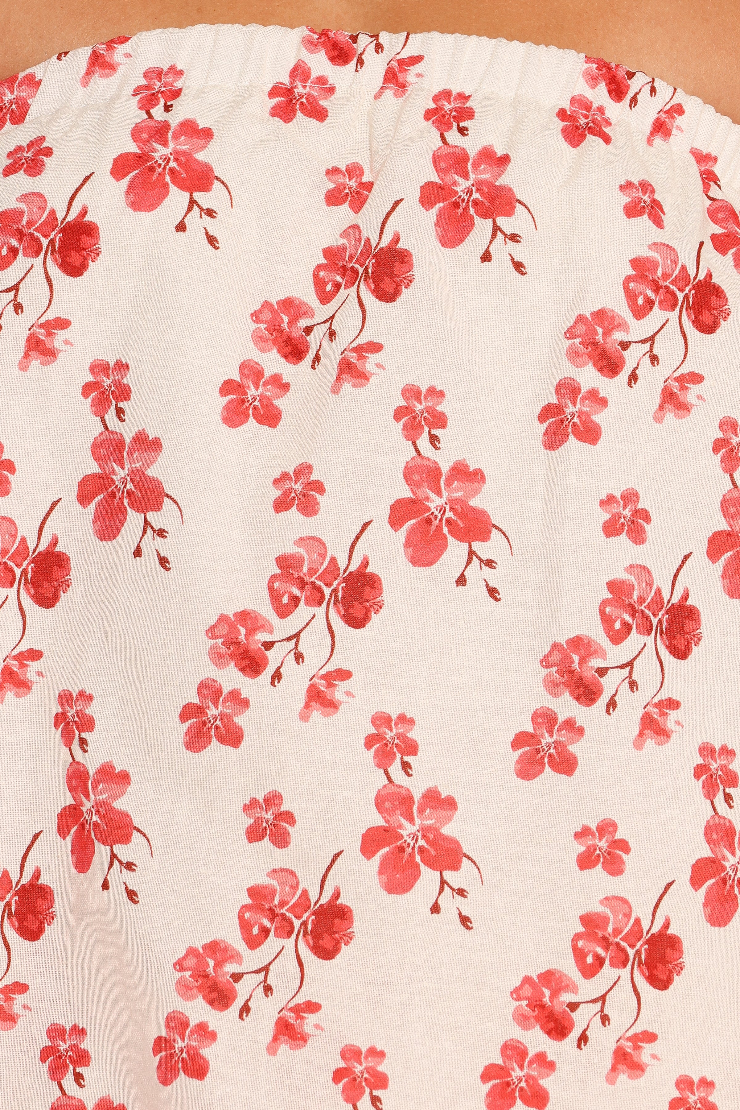 Juliana Strapless Playsuit - Red Blossom